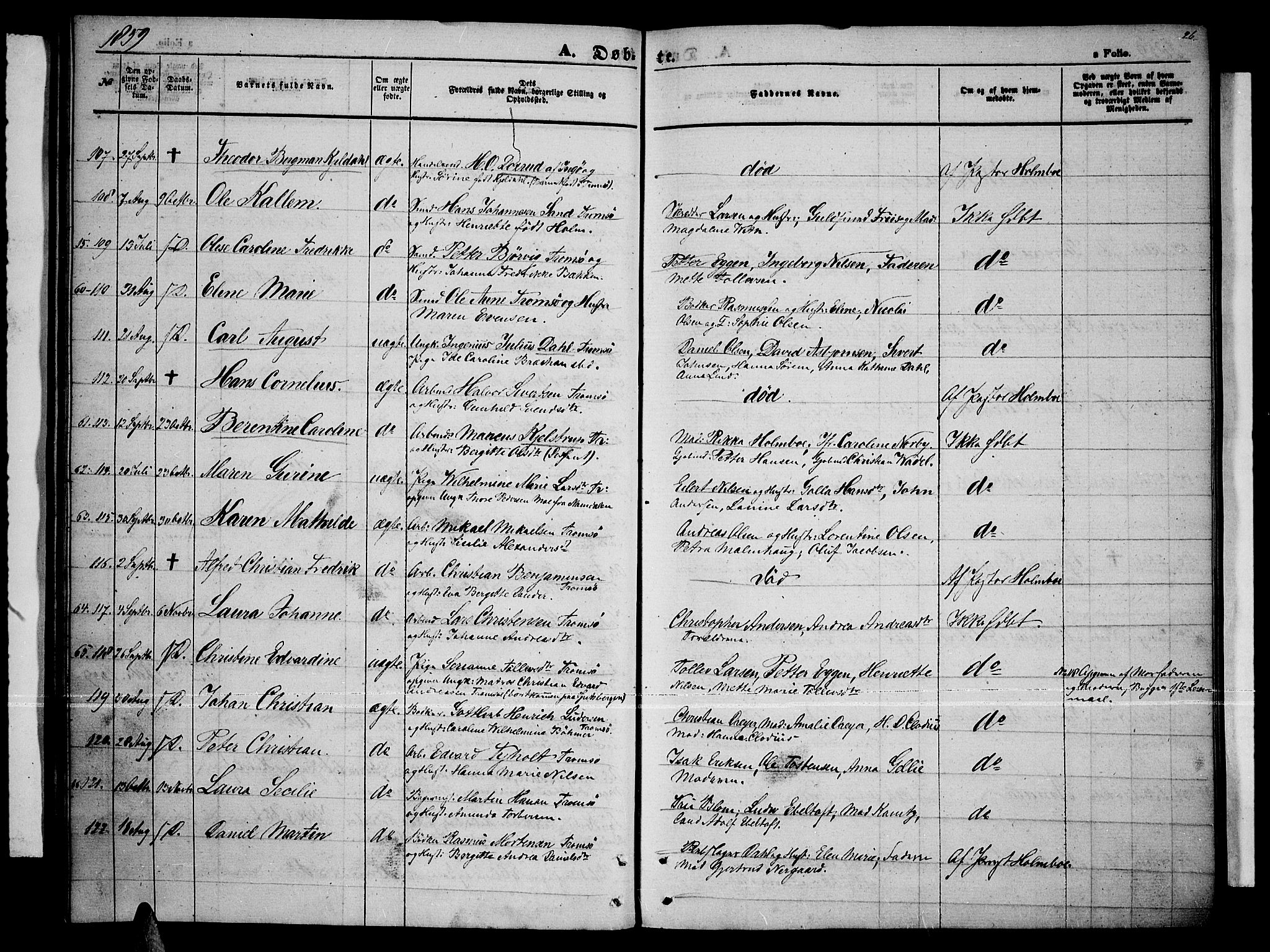 Tromsø sokneprestkontor/stiftsprosti/domprosti, AV/SATØ-S-1343/G/Gb/L0006klokker: Klokkerbok nr. 6, 1857-1866, s. 26