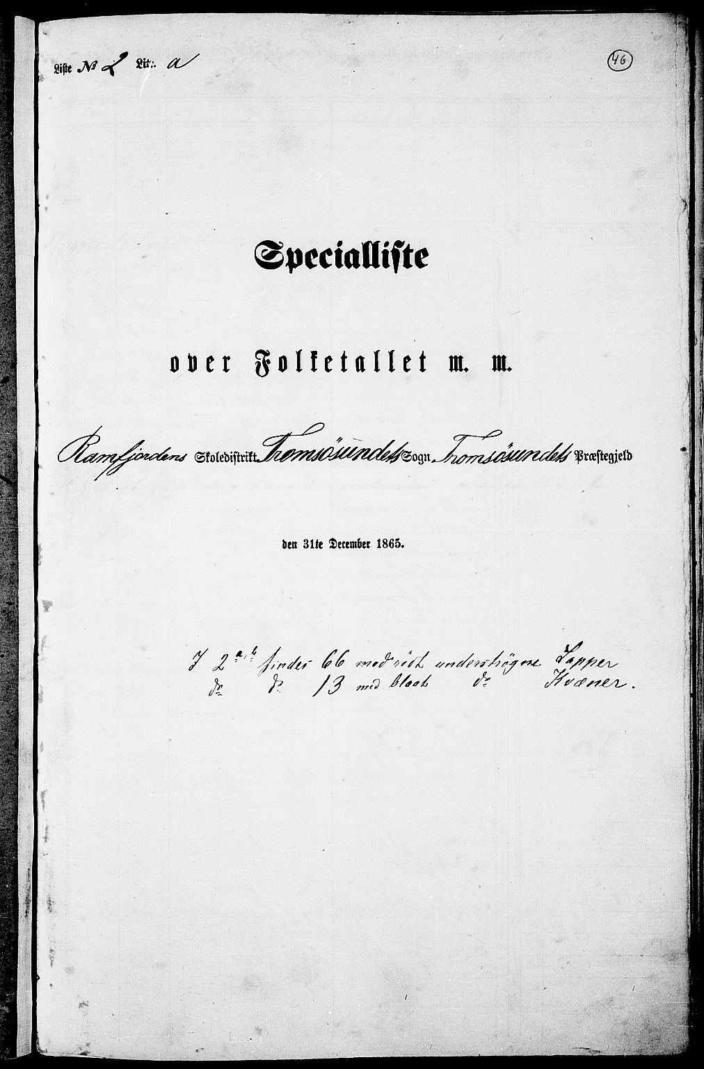 RA, Folketelling 1865 for 1934P Tromsøysund prestegjeld, 1865, s. 41