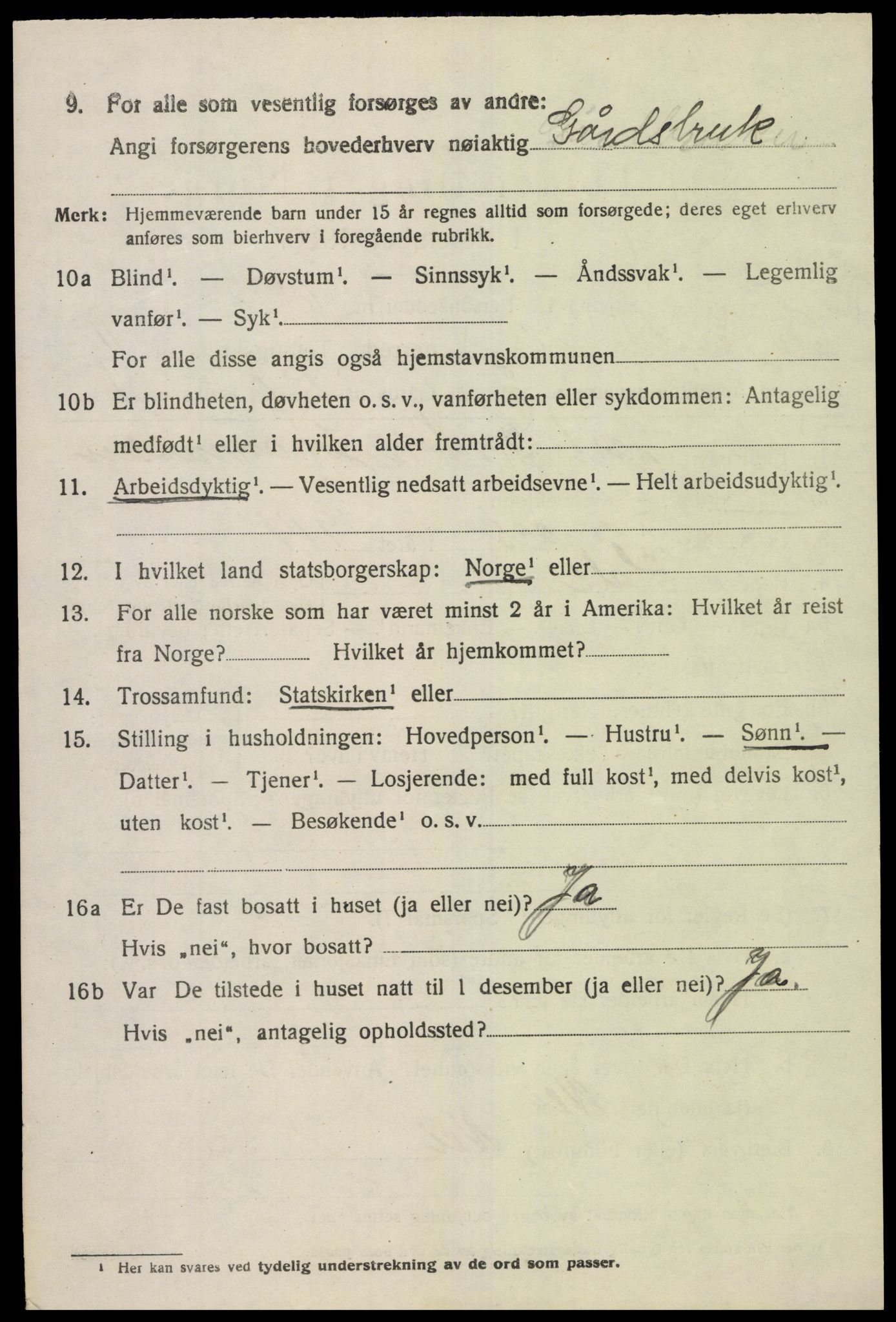 SAK, Folketelling 1920 for 1029 Sør-Audnedal herred, 1920, s. 4268