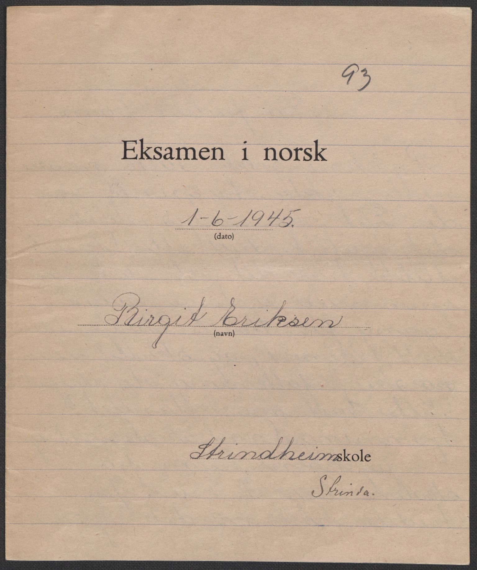 Det norske totalavholdsselskap, RA/PA-0419/E/Eb/L0603: Skolestiler om krigstida (ordnet topografisk etter distrikt og skole), 1946, s. 501