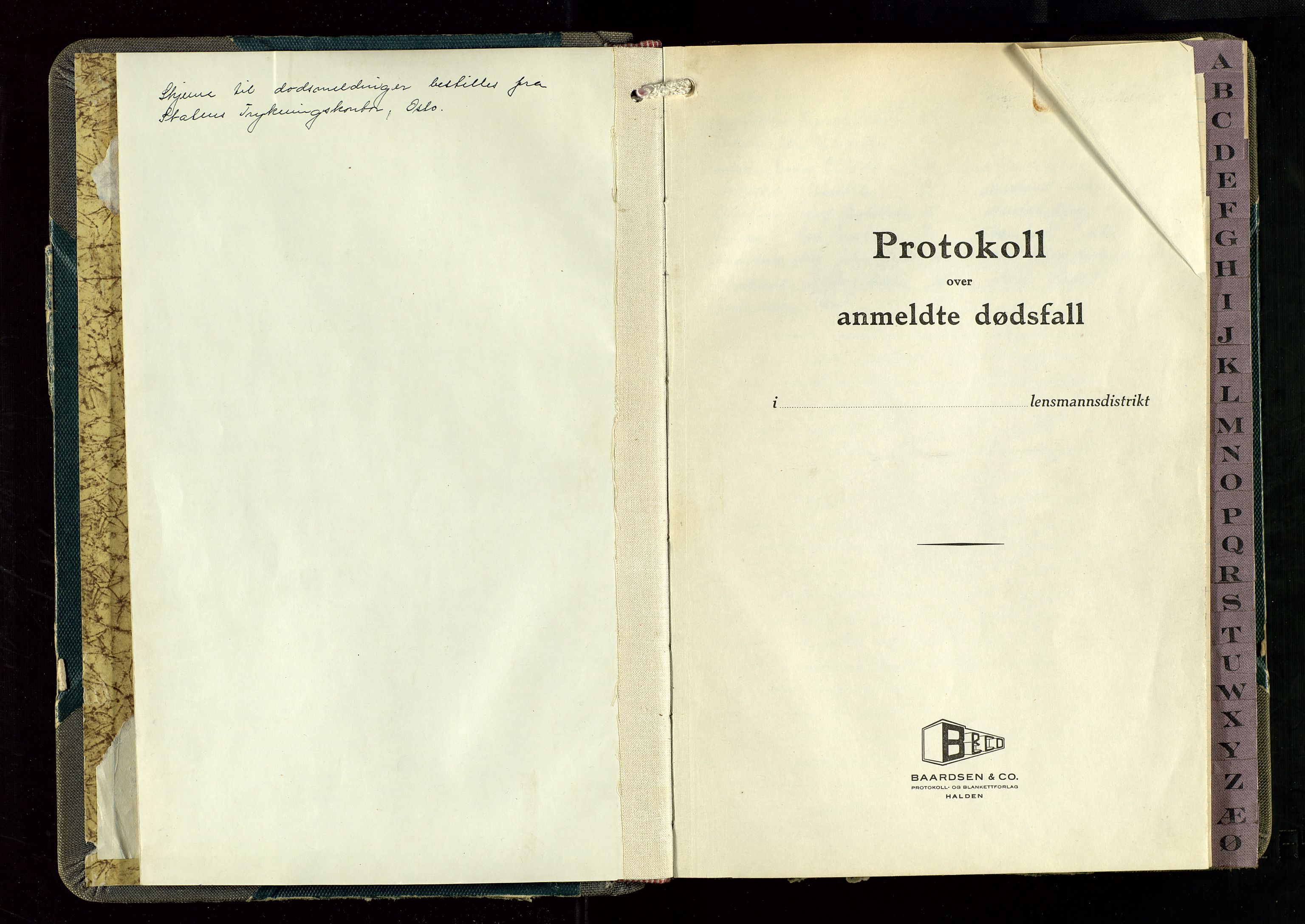 Eigersund lensmannskontor, SAST/A-100171/Gga/L0016: "Protokoll over anmeldte dødsfall" m/alfabetisk navneregister, 1946-1951