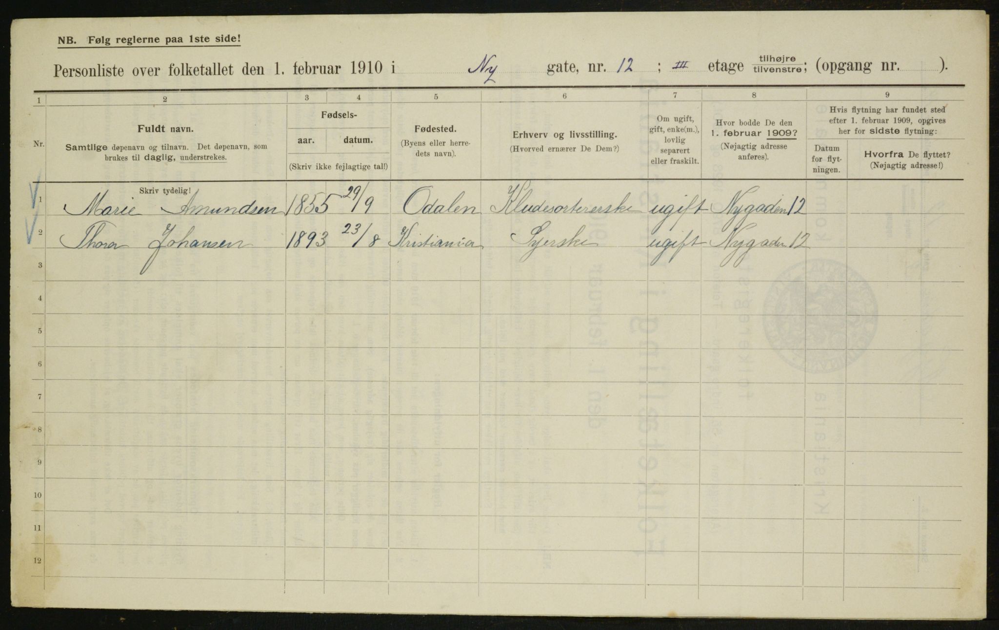 OBA, Kommunal folketelling 1.2.1910 for Kristiania, 1910, s. 71462