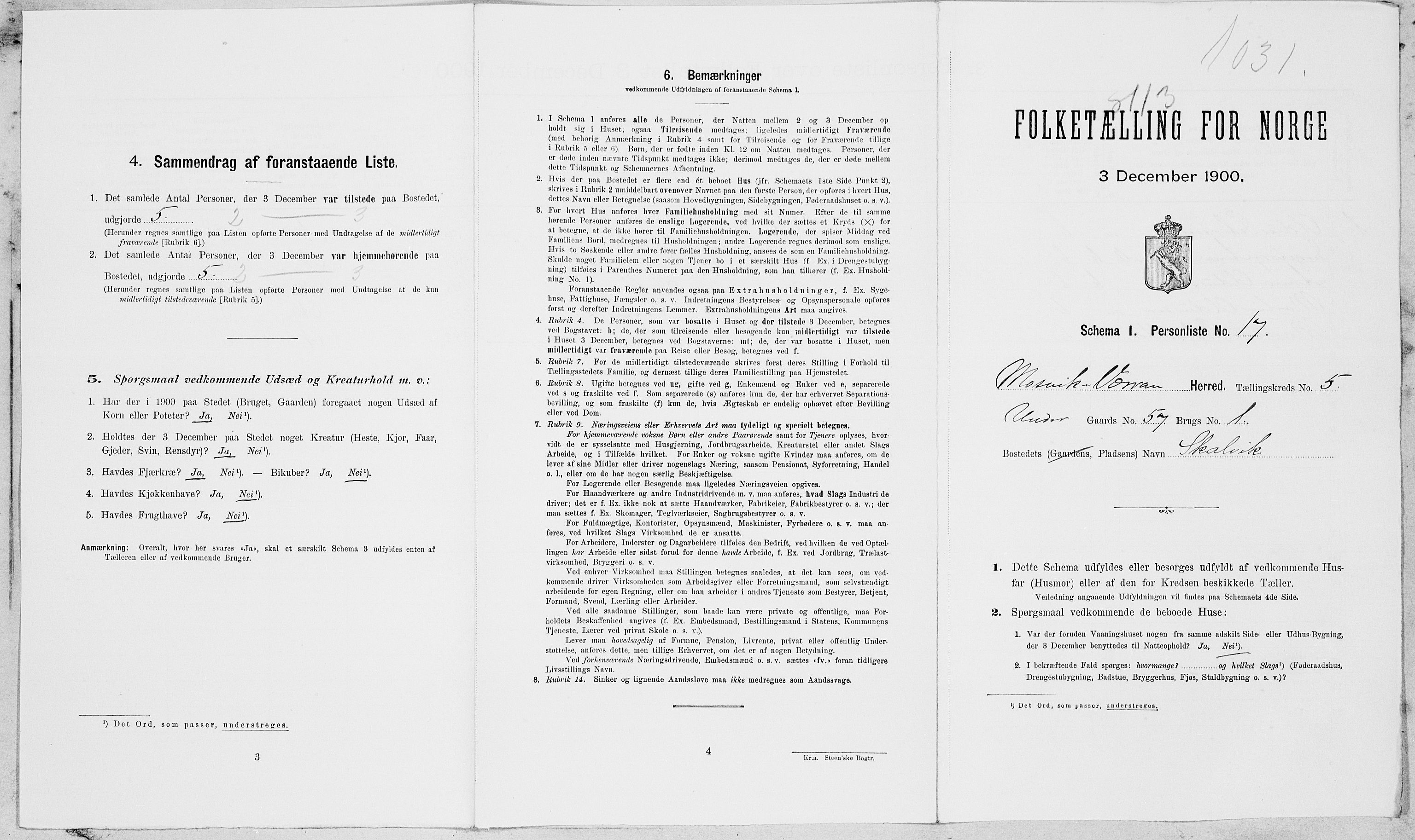 SAT, Folketelling 1900 for 1723 Mosvik og Verran herred, 1900, s. 46