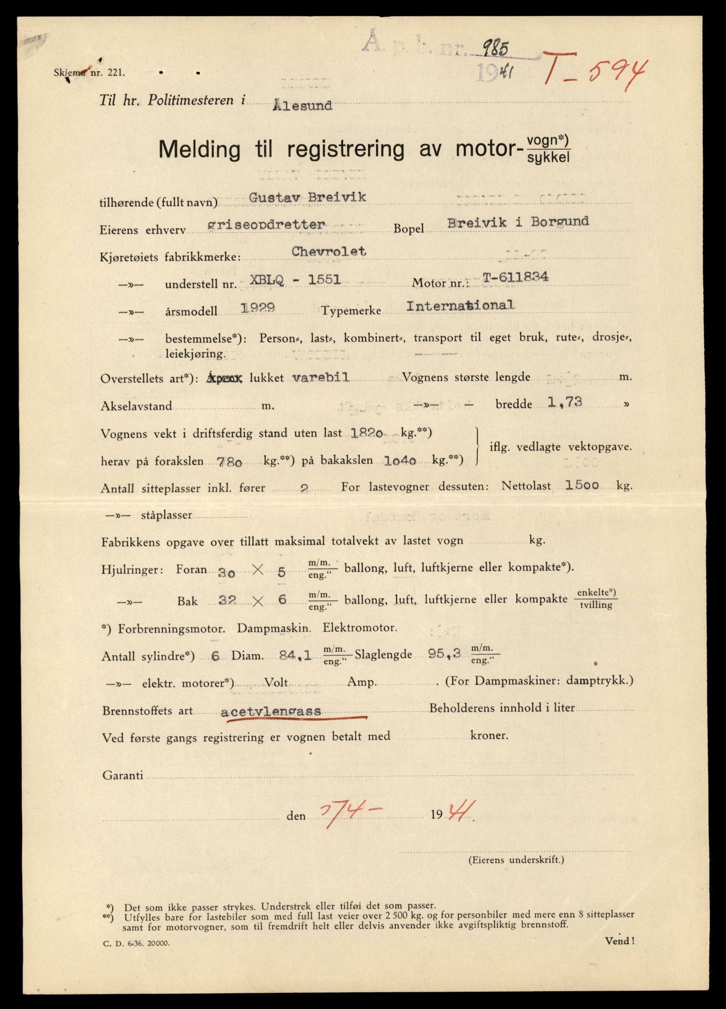 Møre og Romsdal vegkontor - Ålesund trafikkstasjon, AV/SAT-A-4099/F/Fe/L0013: Registreringskort for kjøretøy T 1451 - T 1564, 1927-1998, s. 2181