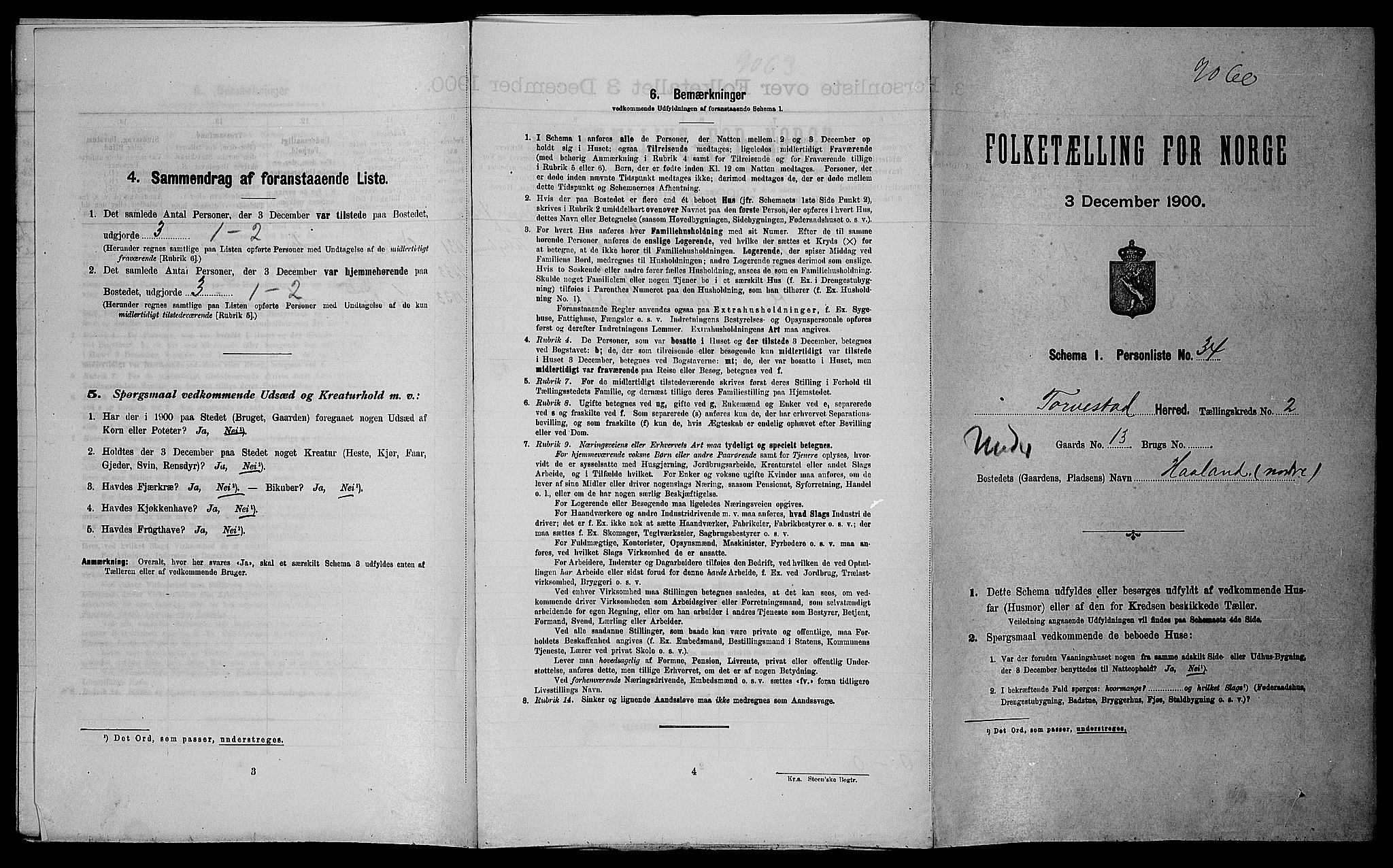 SAST, Folketelling 1900 for 1152 Torvastad herred, 1900, s. 308