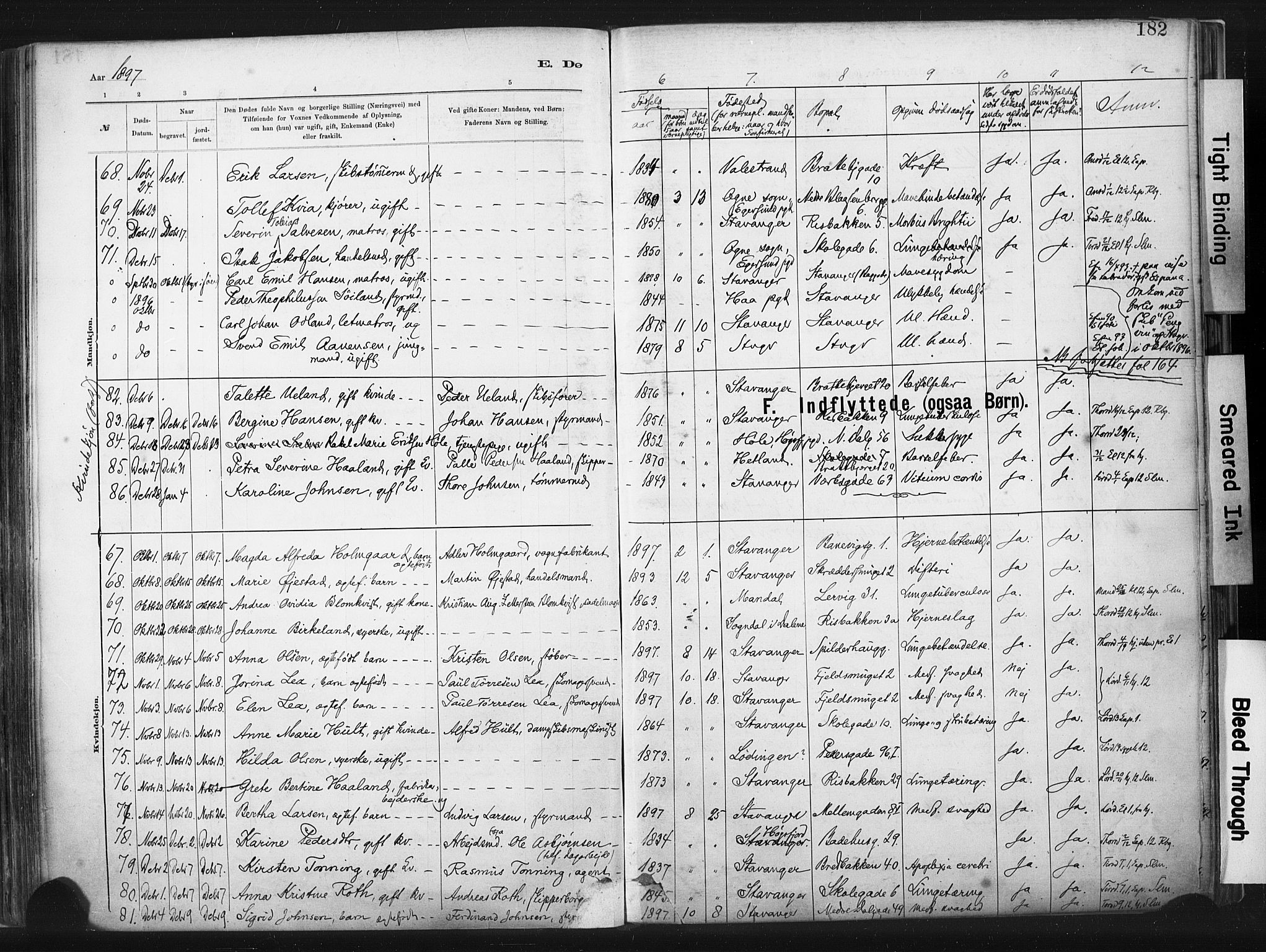 St. Johannes sokneprestkontor, AV/SAST-A-101814/001/30/30BA/L0003: Ministerialbok nr. A 3, 1885-1910, s. 182