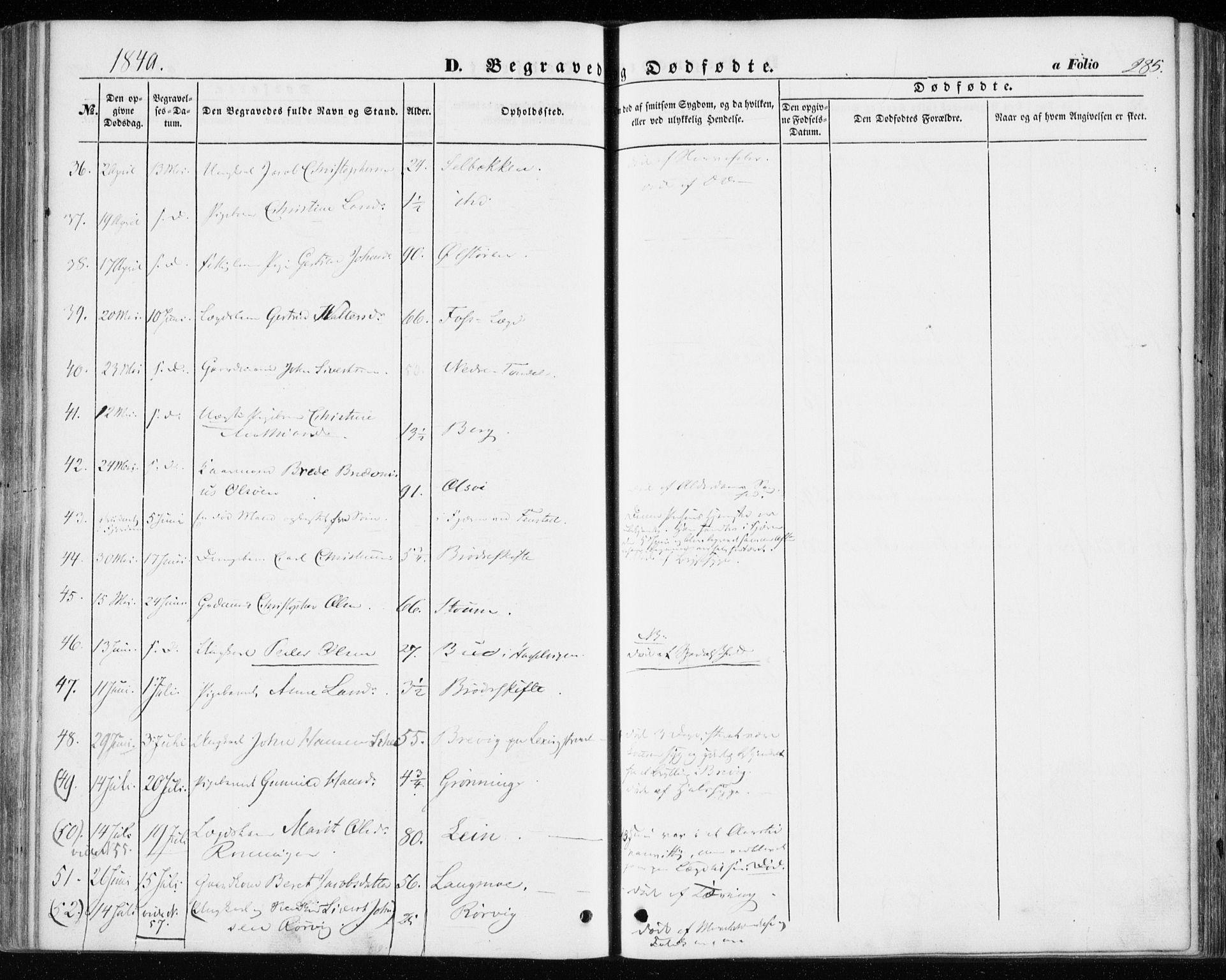Ministerialprotokoller, klokkerbøker og fødselsregistre - Sør-Trøndelag, SAT/A-1456/646/L0611: Ministerialbok nr. 646A09, 1848-1857, s. 285