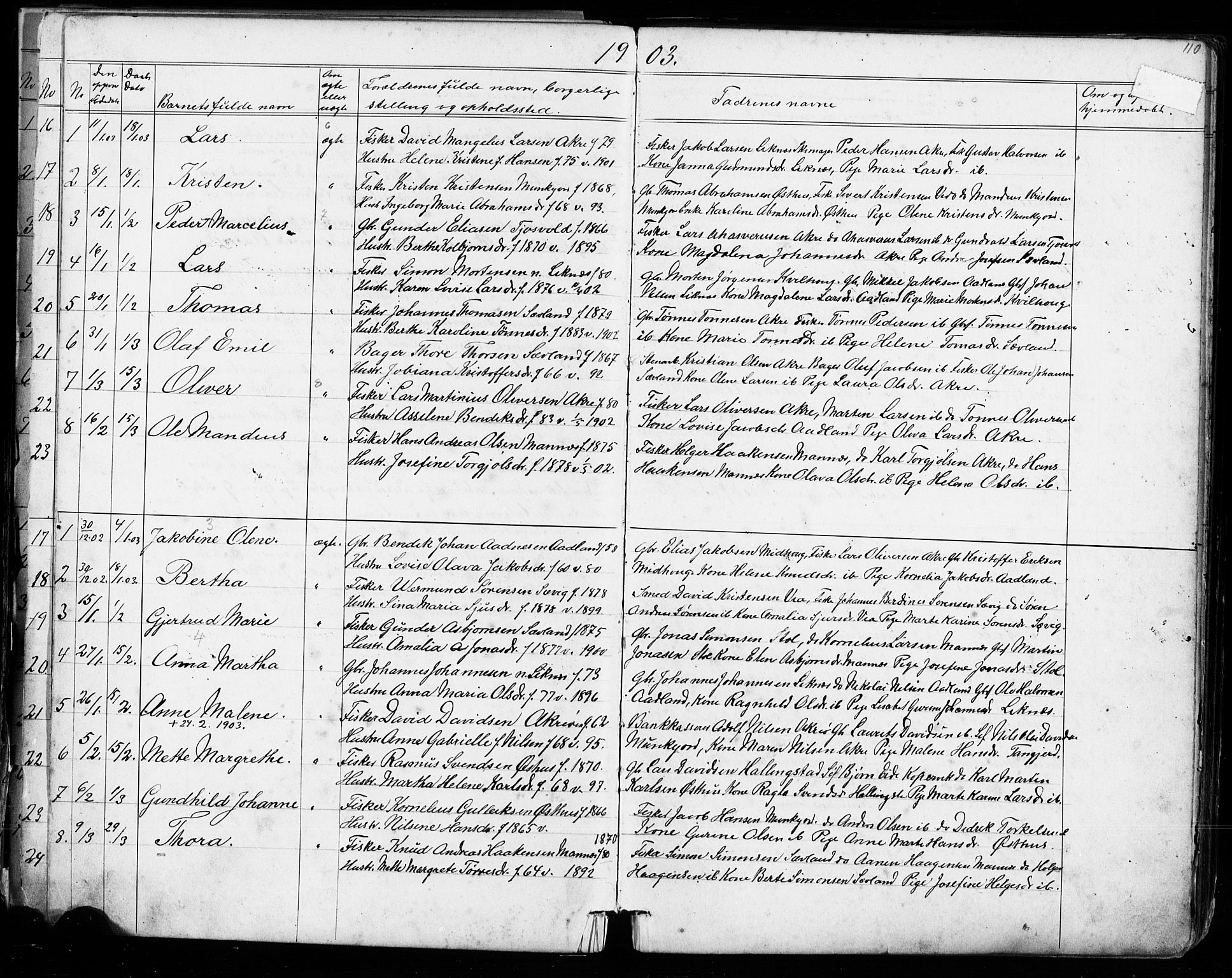Kopervik sokneprestkontor, AV/SAST-A-101850/H/Ha/Hab/L0002: Klokkerbok nr. B 2, 1881-1905, s. 110