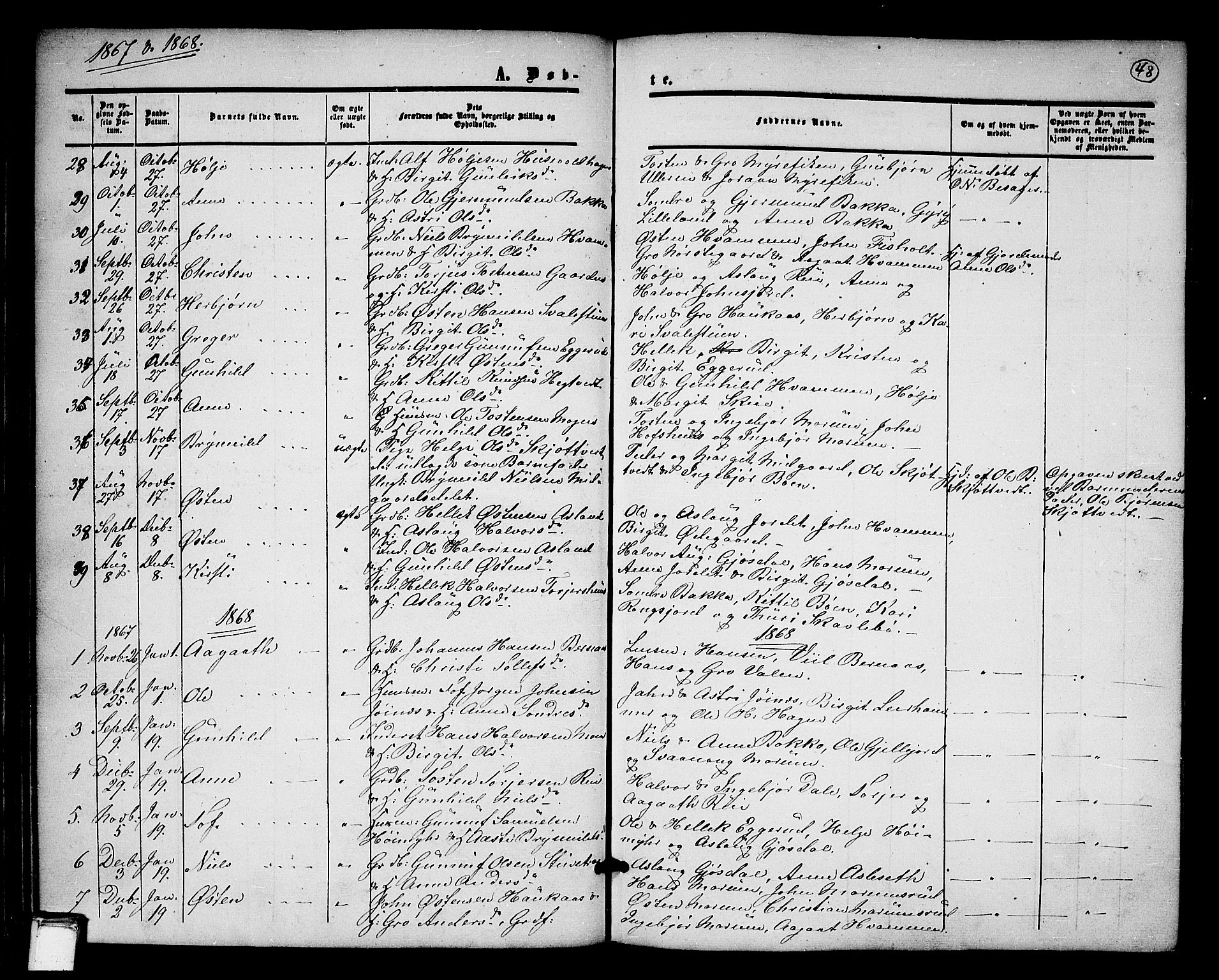 Tinn kirkebøker, AV/SAKO-A-308/G/Ga/L0002: Klokkerbok nr. I 2, 1851-1883, s. 48