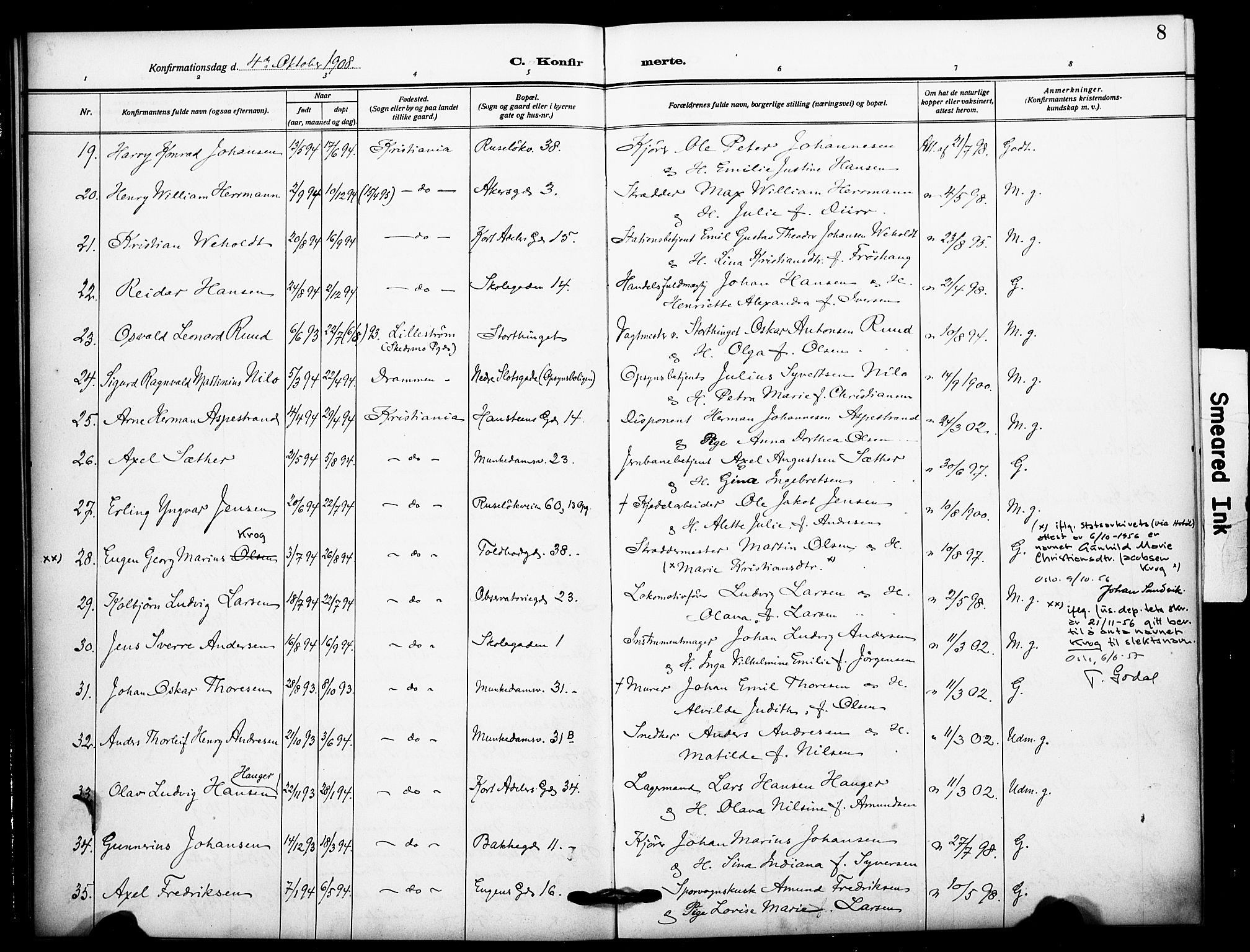 Johannes prestekontor Kirkebøker, AV/SAO-A-10852/F/Fa/L0011: Ministerialbok nr. 11, 1908-1921, s. 8