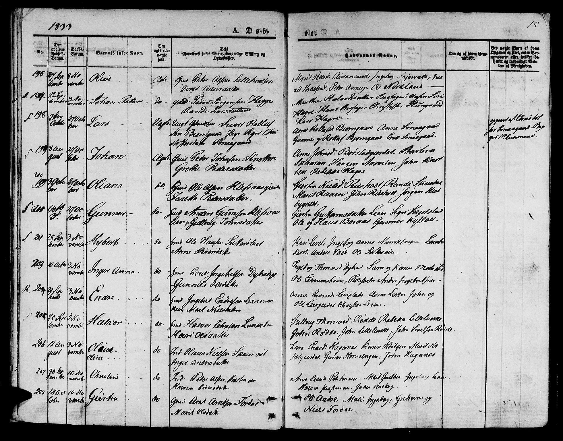 Ministerialprotokoller, klokkerbøker og fødselsregistre - Nord-Trøndelag, AV/SAT-A-1458/709/L0071: Ministerialbok nr. 709A11, 1833-1844, s. 15