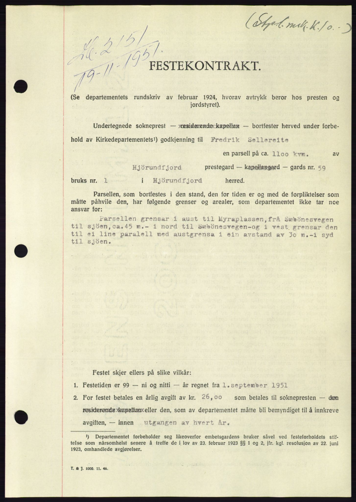 Søre Sunnmøre sorenskriveri, AV/SAT-A-4122/1/2/2C/L0090: Pantebok nr. 16A, 1951-1951, Dagboknr: 2151/1951