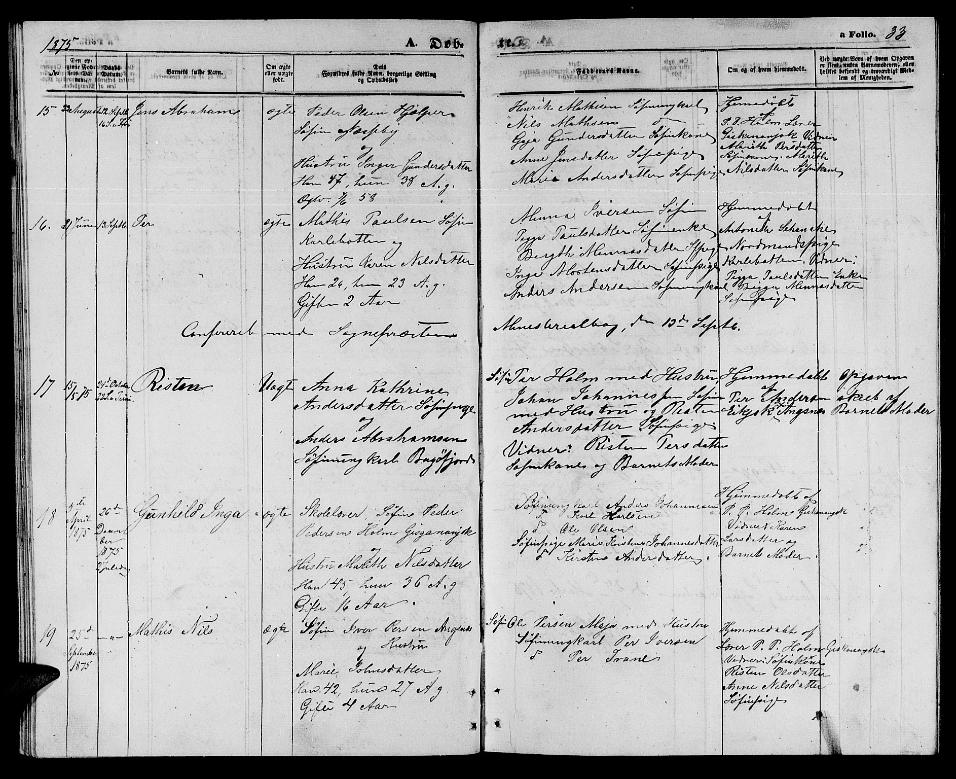 Nesseby sokneprestkontor, AV/SATØ-S-1330/H/Hb/L0003klokker: Klokkerbok nr. 3, 1869-1876, s. 33