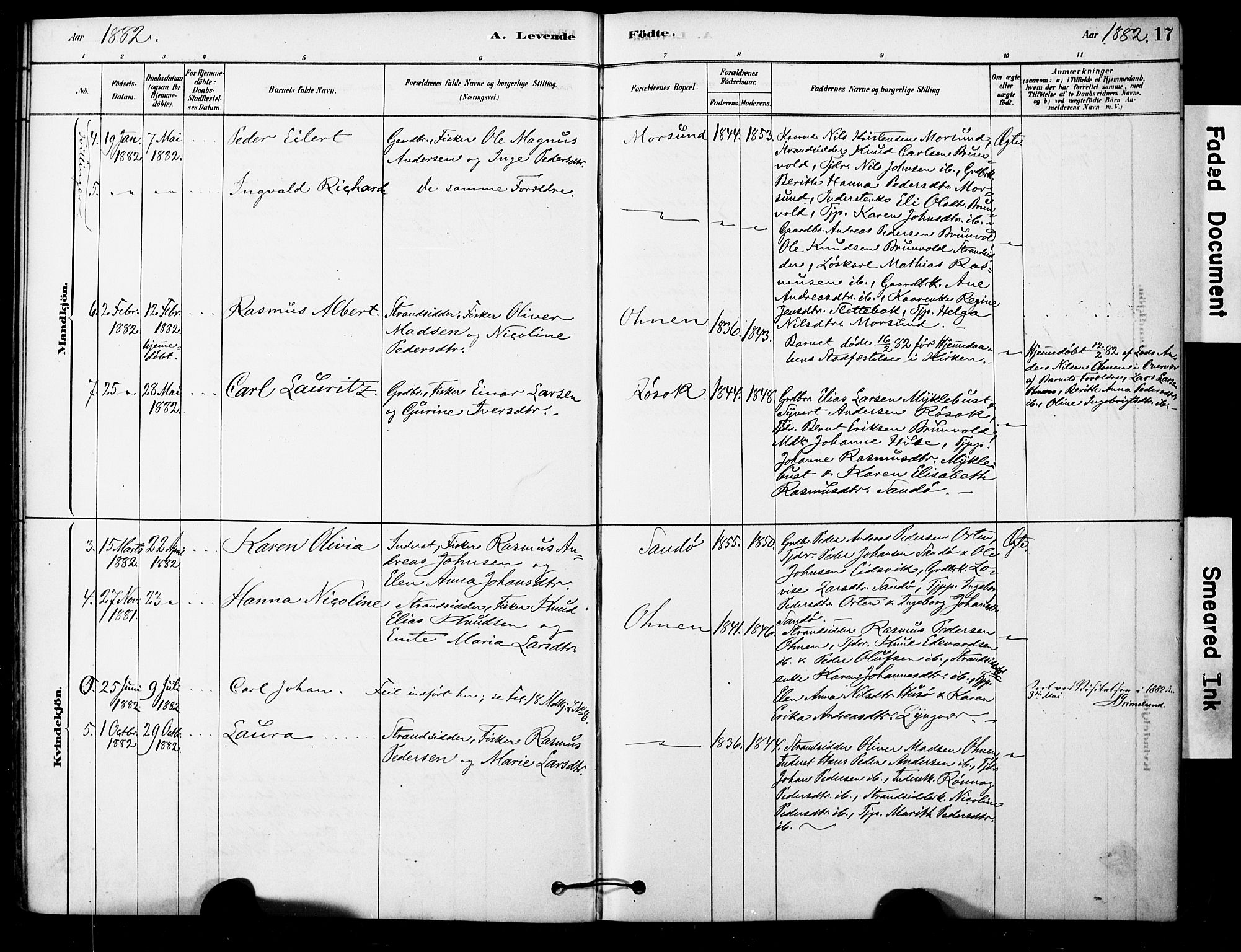 Ministerialprotokoller, klokkerbøker og fødselsregistre - Møre og Romsdal, AV/SAT-A-1454/561/L0729: Ministerialbok nr. 561A03, 1878-1900, s. 17