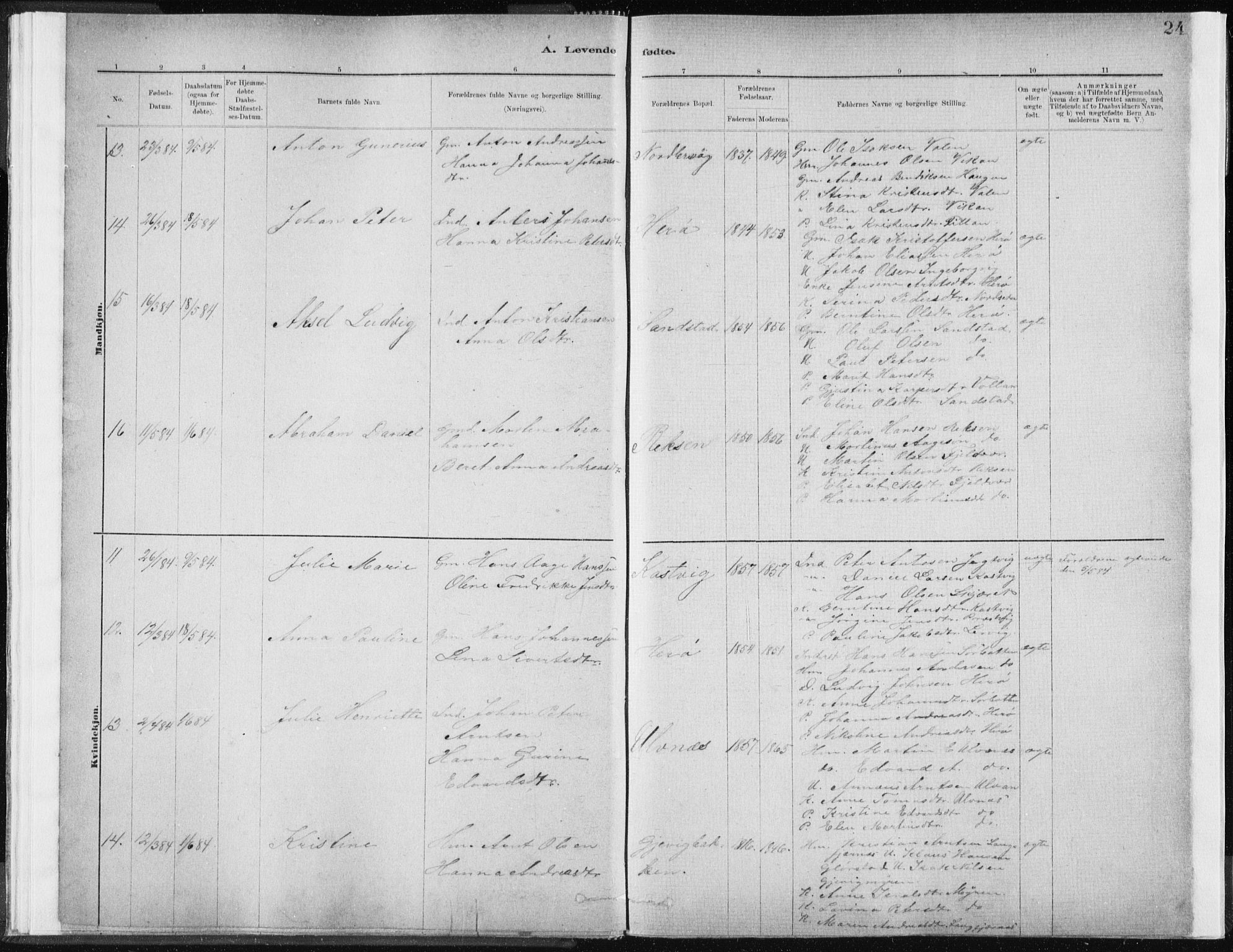 Ministerialprotokoller, klokkerbøker og fødselsregistre - Sør-Trøndelag, AV/SAT-A-1456/637/L0558: Ministerialbok nr. 637A01, 1882-1899, s. 24