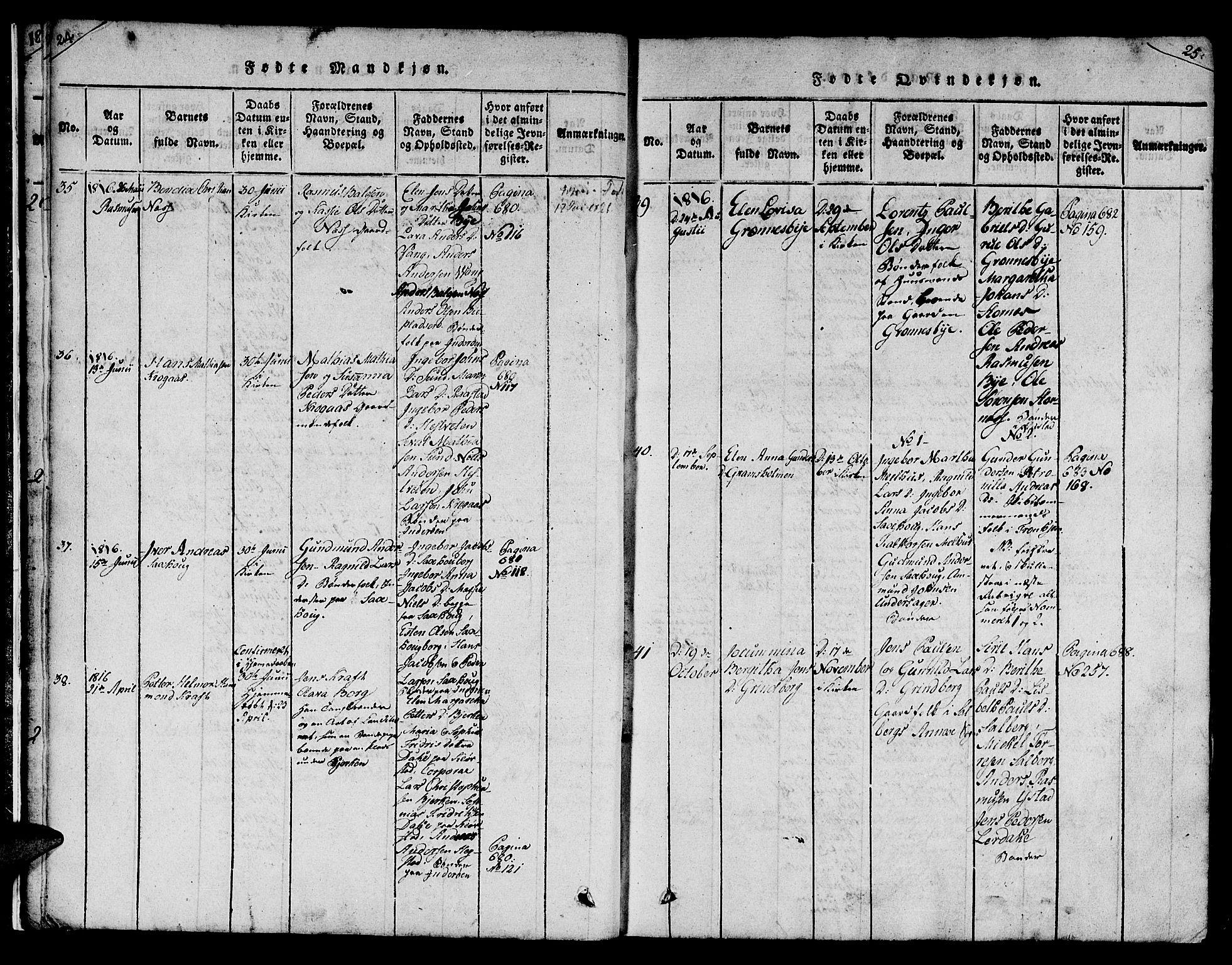 Ministerialprotokoller, klokkerbøker og fødselsregistre - Nord-Trøndelag, AV/SAT-A-1458/730/L0275: Ministerialbok nr. 730A04, 1816-1822, s. 24-25