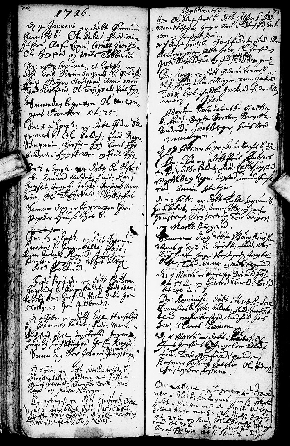 Aurskog prestekontor Kirkebøker, SAO/A-10304a/F/Fa/L0001: Ministerialbok nr. I 1, 1707-1735, s. 74-75