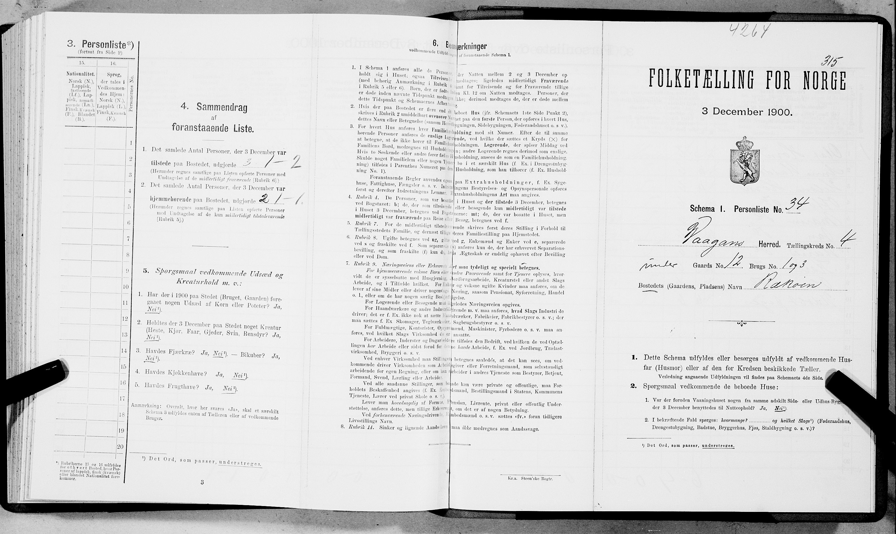 SAT, Folketelling 1900 for 1865 Vågan herred, 1900, s. 316