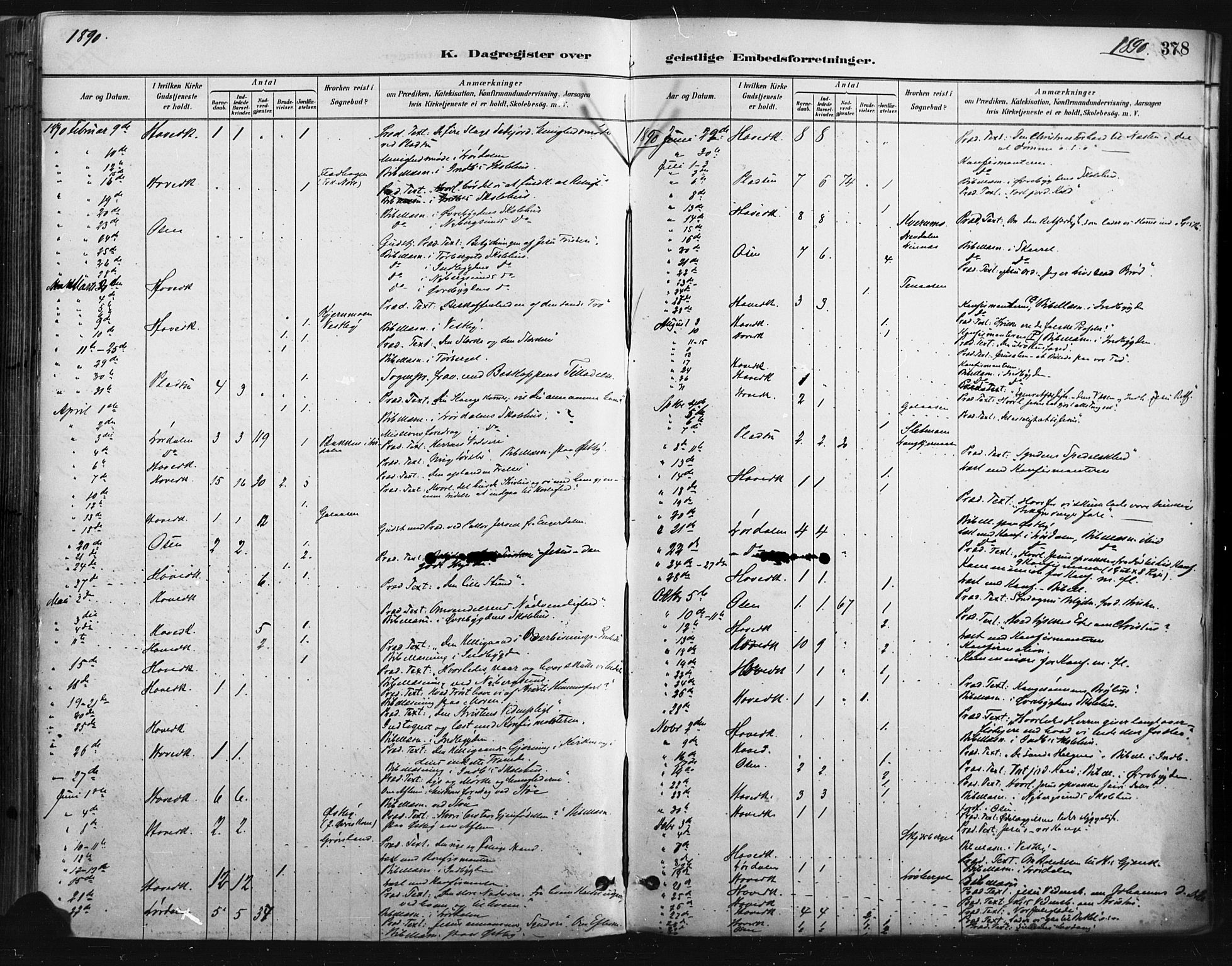 Trysil prestekontor, AV/SAH-PREST-046/H/Ha/Haa/L0009: Ministerialbok nr. 9, 1881-1897, s. 378