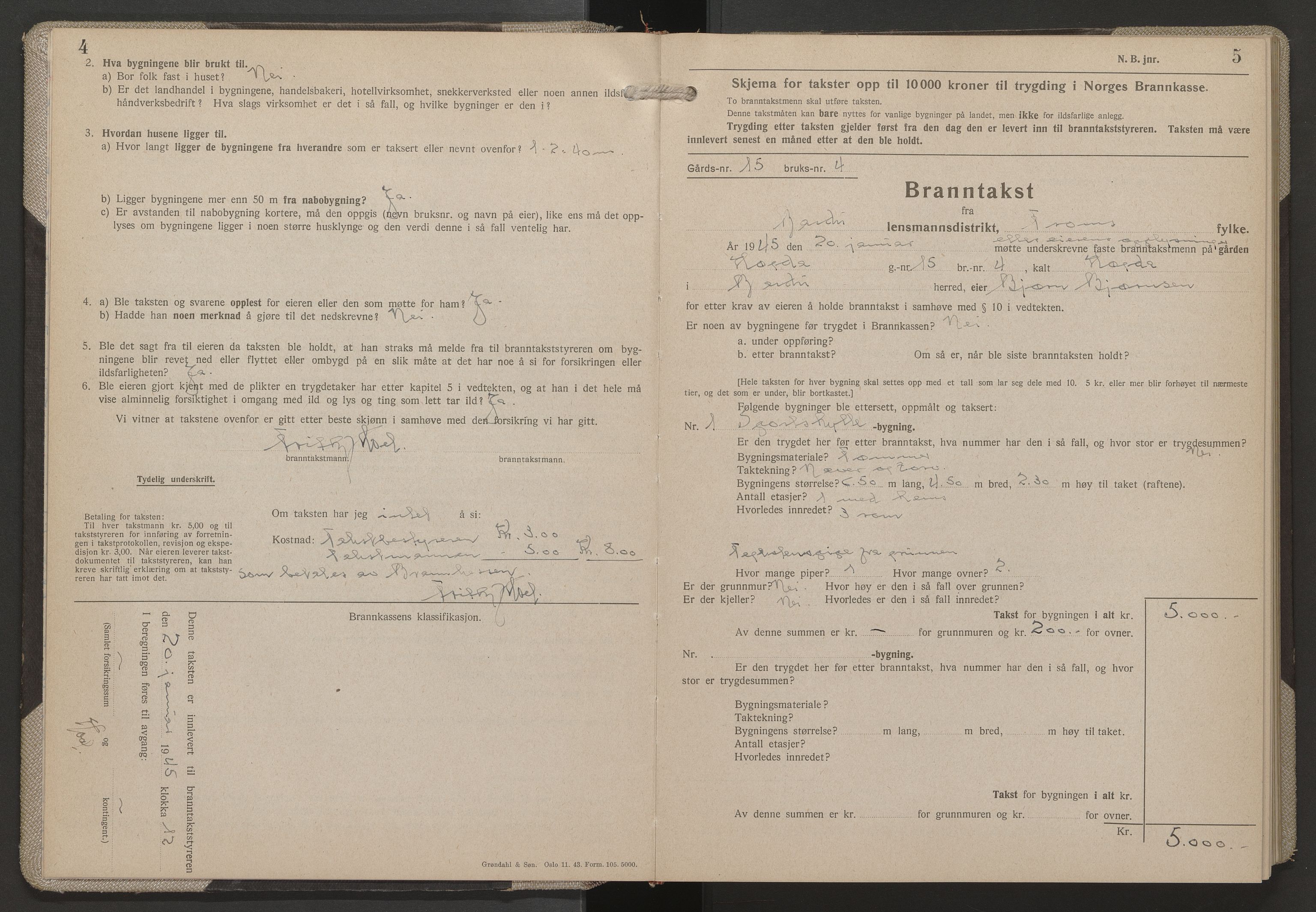 Bardu lensmannskontor, AV/SATØ-S-1273/Hf/Hfb/L0068: Branntakstprotokoller, 1945-1955