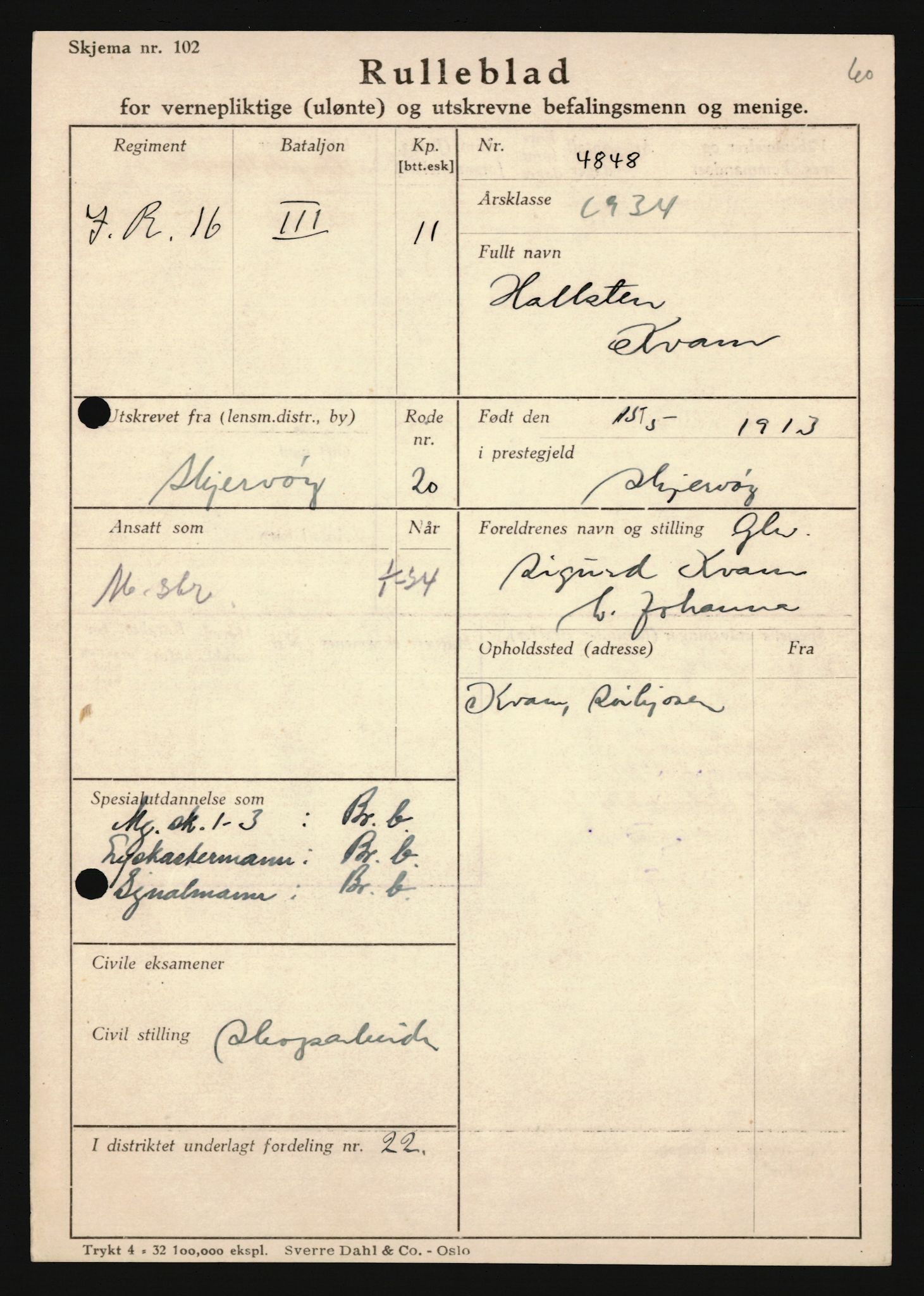 Forsvaret, Troms infanteriregiment nr. 16, AV/RA-RAFA-3146/P/Pa/L0018: Rulleblad for regimentets menige mannskaper, årsklasse 1934, 1934, s. 677