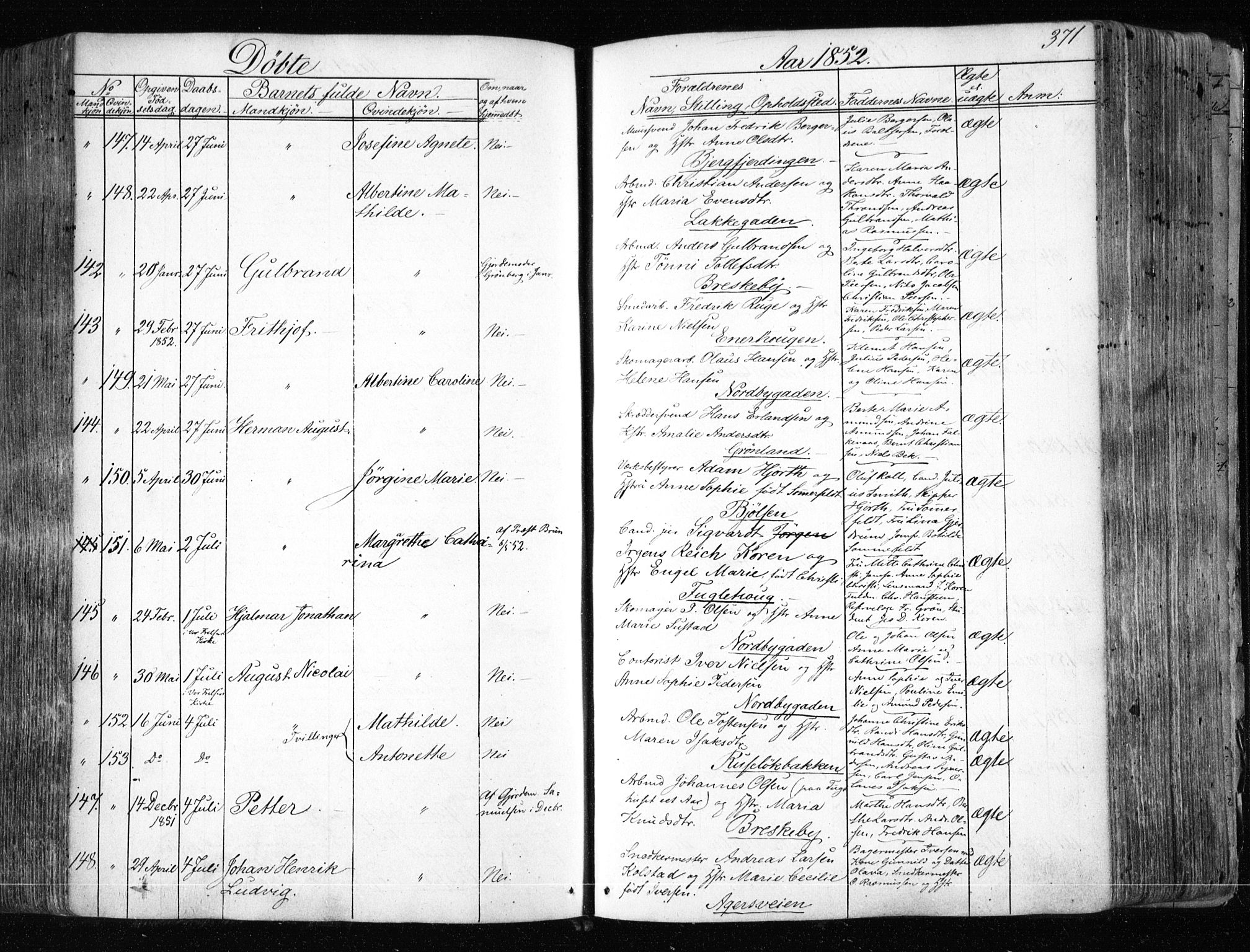 Aker prestekontor kirkebøker, SAO/A-10861/F/L0019: Ministerialbok nr. 19, 1842-1852, s. 371