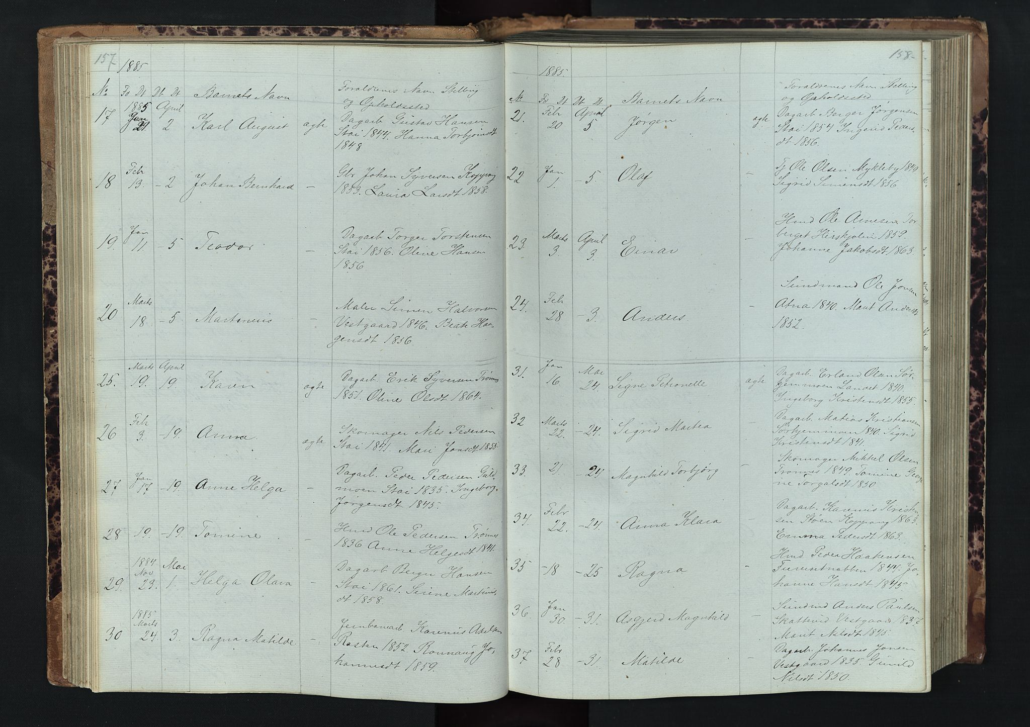 Stor-Elvdal prestekontor, AV/SAH-PREST-052/H/Ha/Hab/L0001: Klokkerbok nr. 1 /1, 1860-1894, s. 157-158