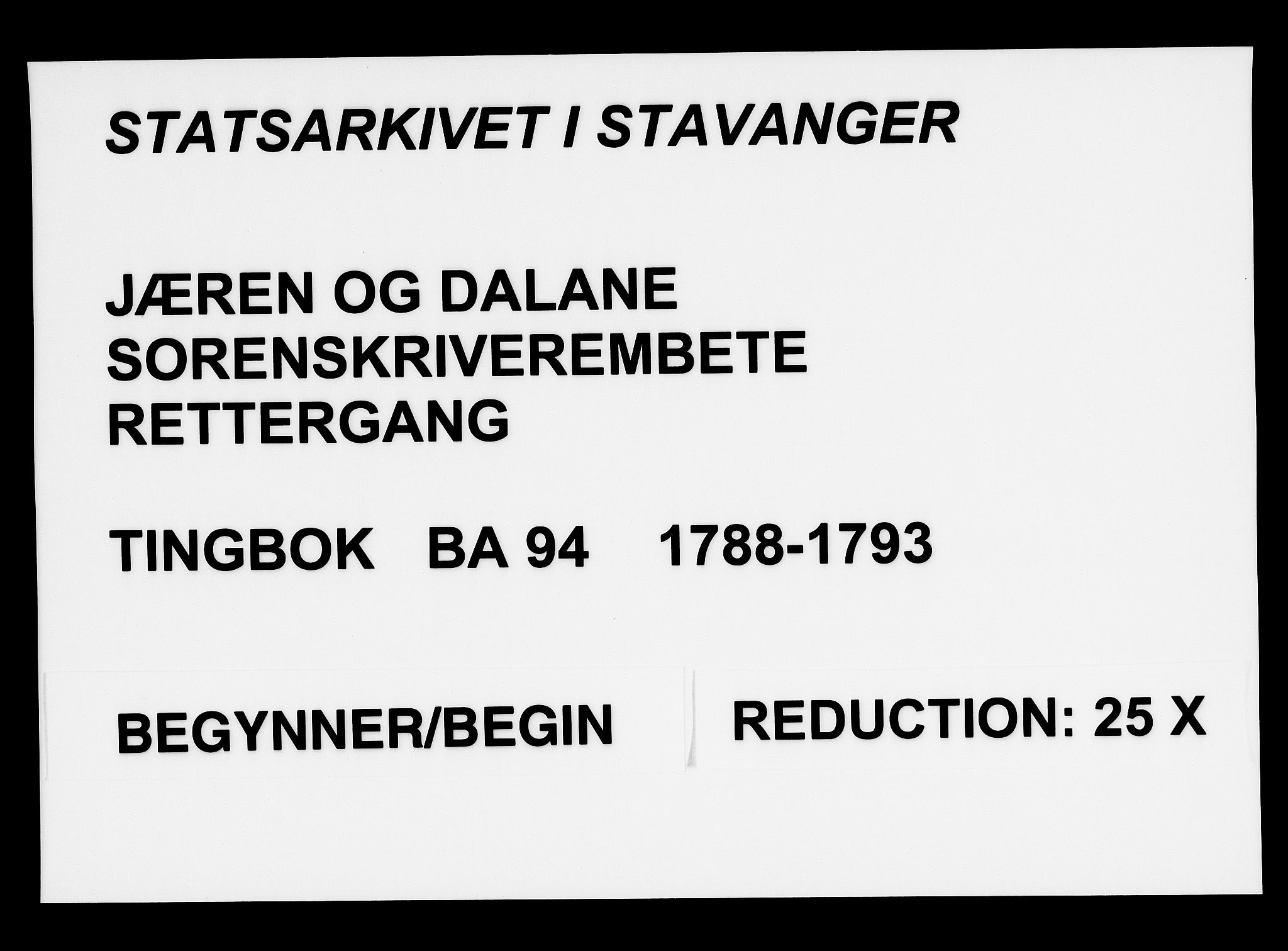 Jæren og Dalane sorenskriveri, SAST/A-100306/3/30/30BA/L0094: TINGBOK, 1788-1793