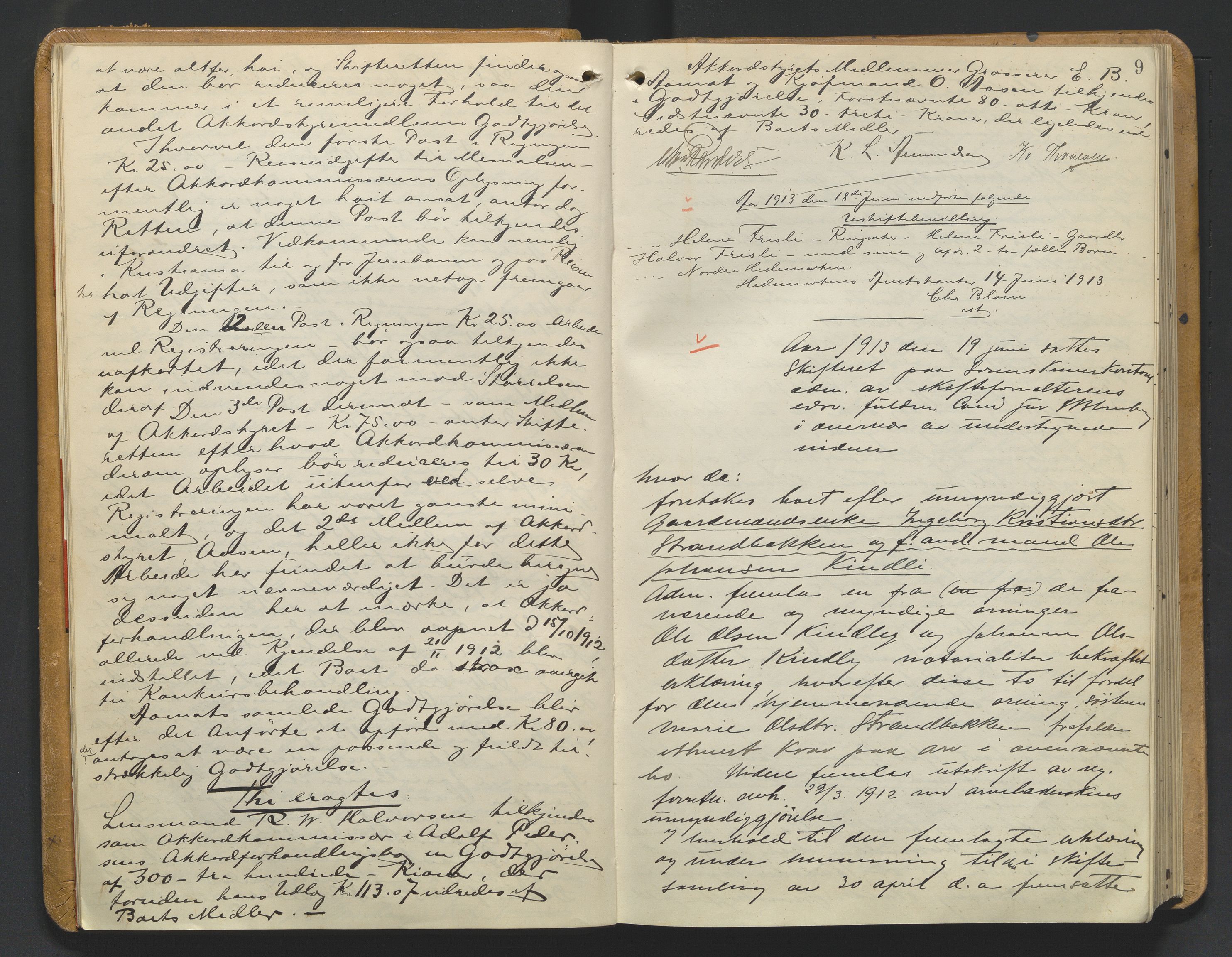 Nord-Hedmark sorenskriveri, AV/SAH-TING-012/J/Jc/Jca/L0005: Skifteforhandlingsprotokoll, 1913-1917, s. 8b-9a