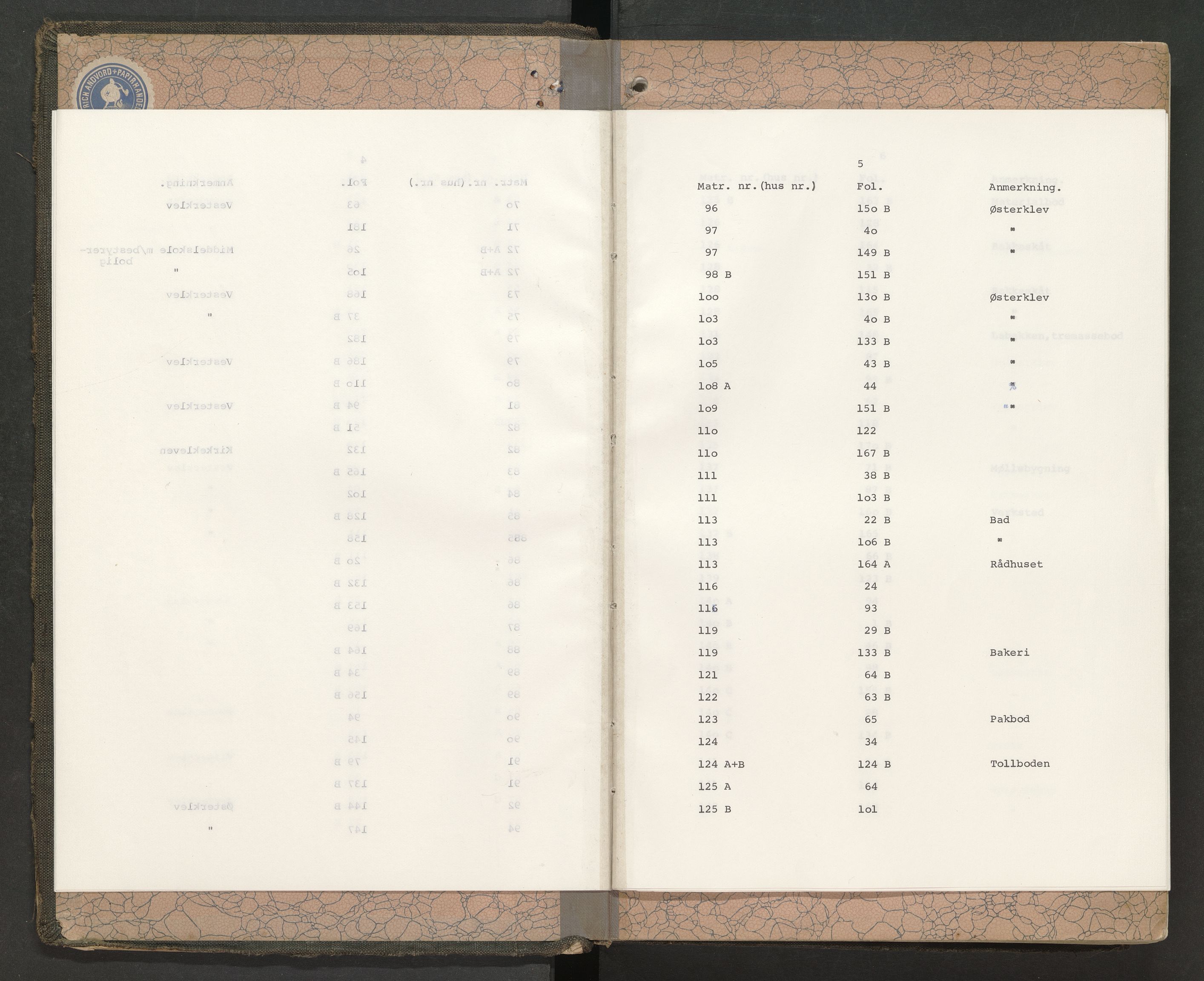 Norges Brannkasse Tvedestrand, AV/SAK-2241-0050/F/Fa/L0005: Branntakstprotokoll nr. 5 med matrikkelnummerregister, 1909-1938