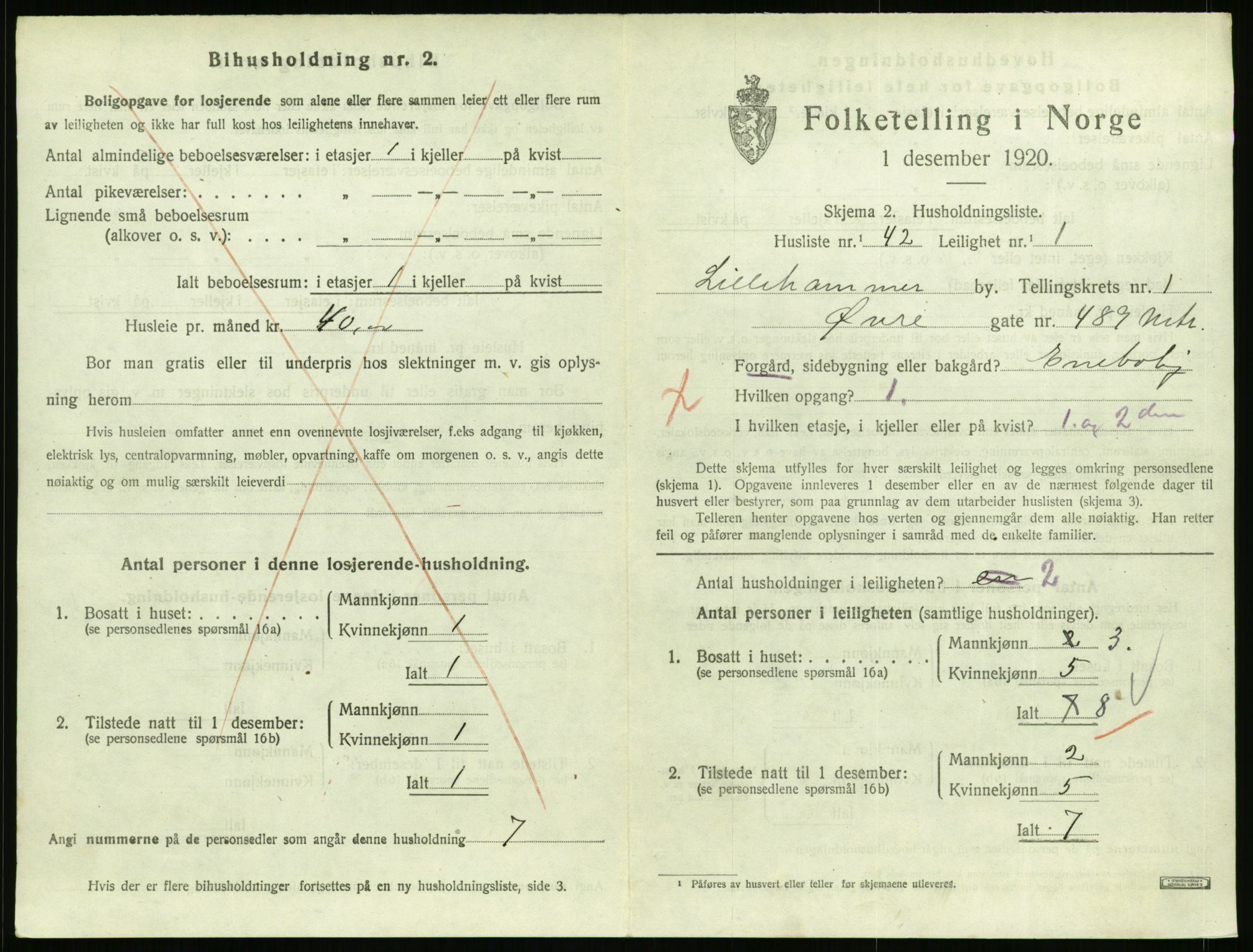 SAH, Folketelling 1920 for 0501 Lillehammer kjøpstad, 1920, s. 1468