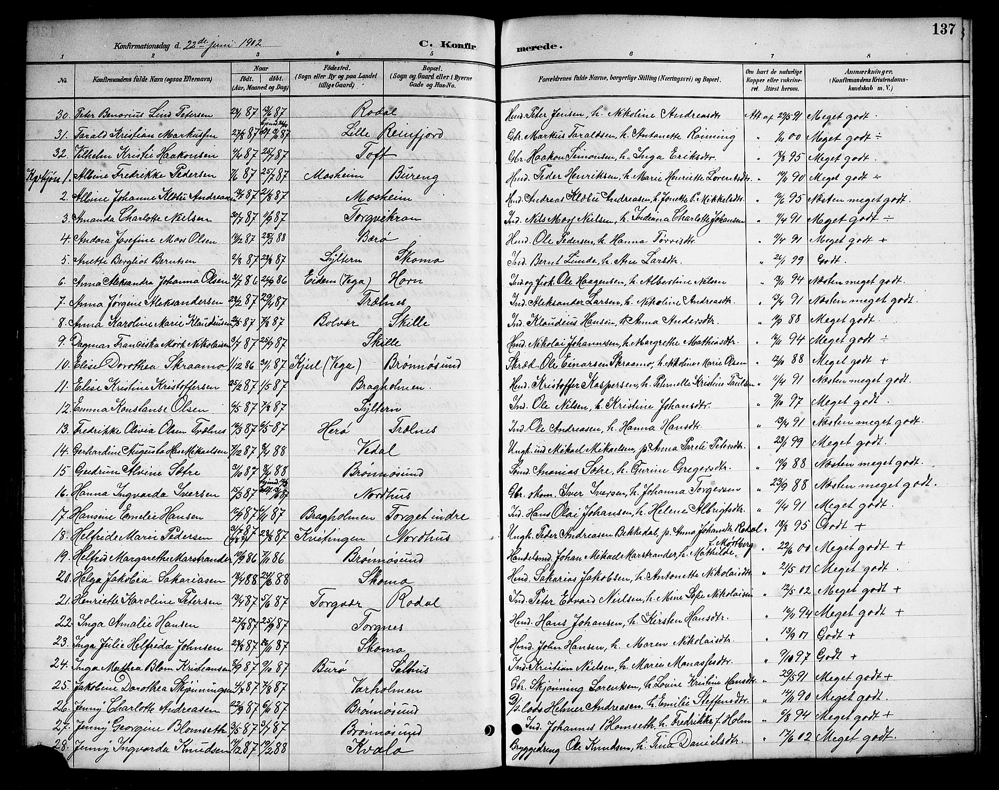 Ministerialprotokoller, klokkerbøker og fødselsregistre - Nordland, AV/SAT-A-1459/813/L0213: Klokkerbok nr. 813C05, 1887-1903, s. 137