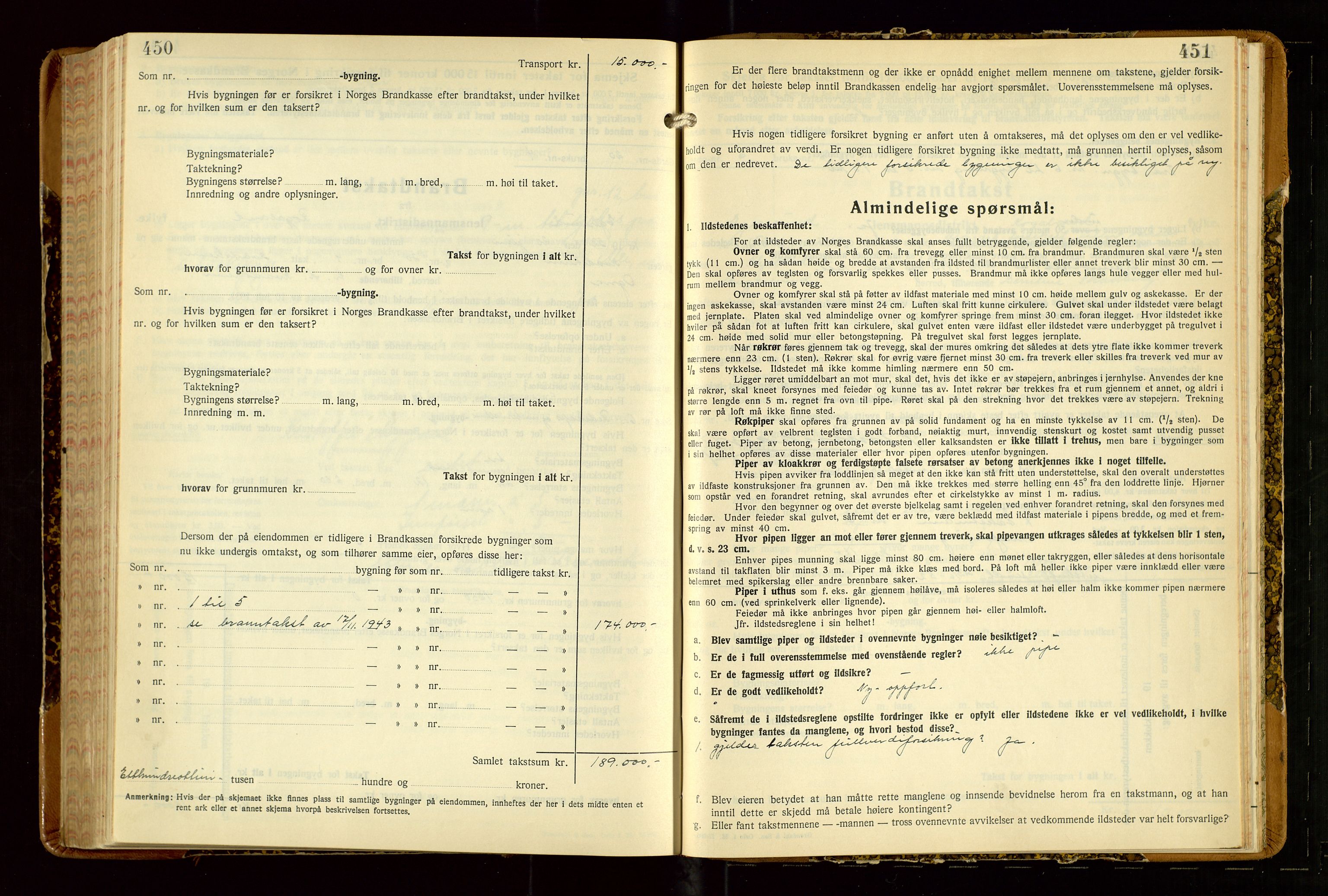 Eigersund lensmannskontor, AV/SAST-A-100171/Gob/L0007: "Brandtakstprotokoll", 1938-1955, s. 450-451