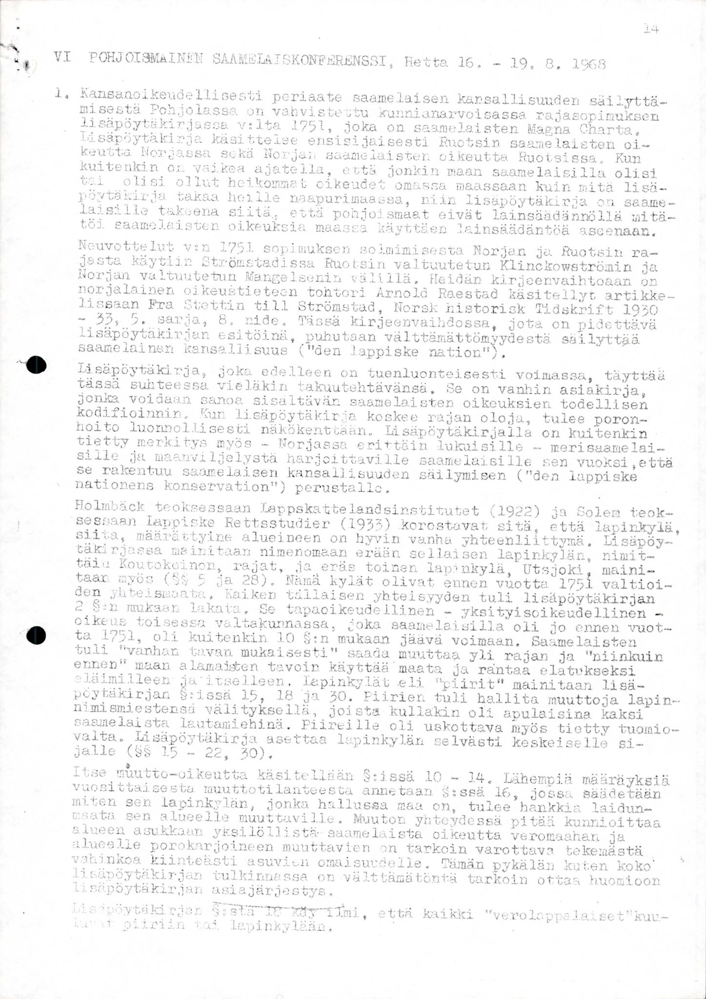 Sámiráđđi / Saami Council, AV/SAMI-PA-1126/X/L0006: Saami Conference VI, 1968