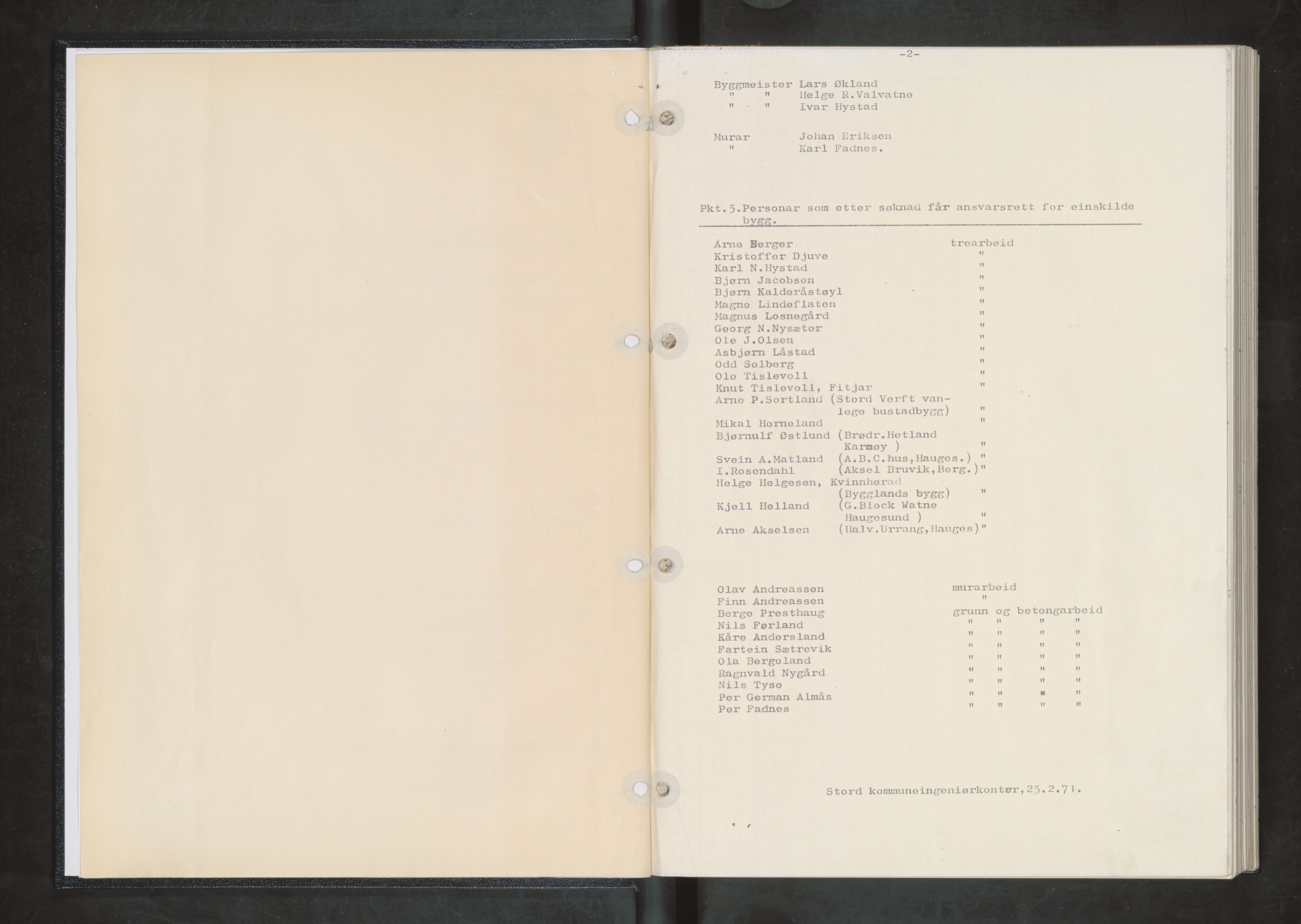 Stord kommune. Bygningsrådet, IKAH/1221-511/A/Aa/L0008: Møtebok for Stord bygningsråd, 1971