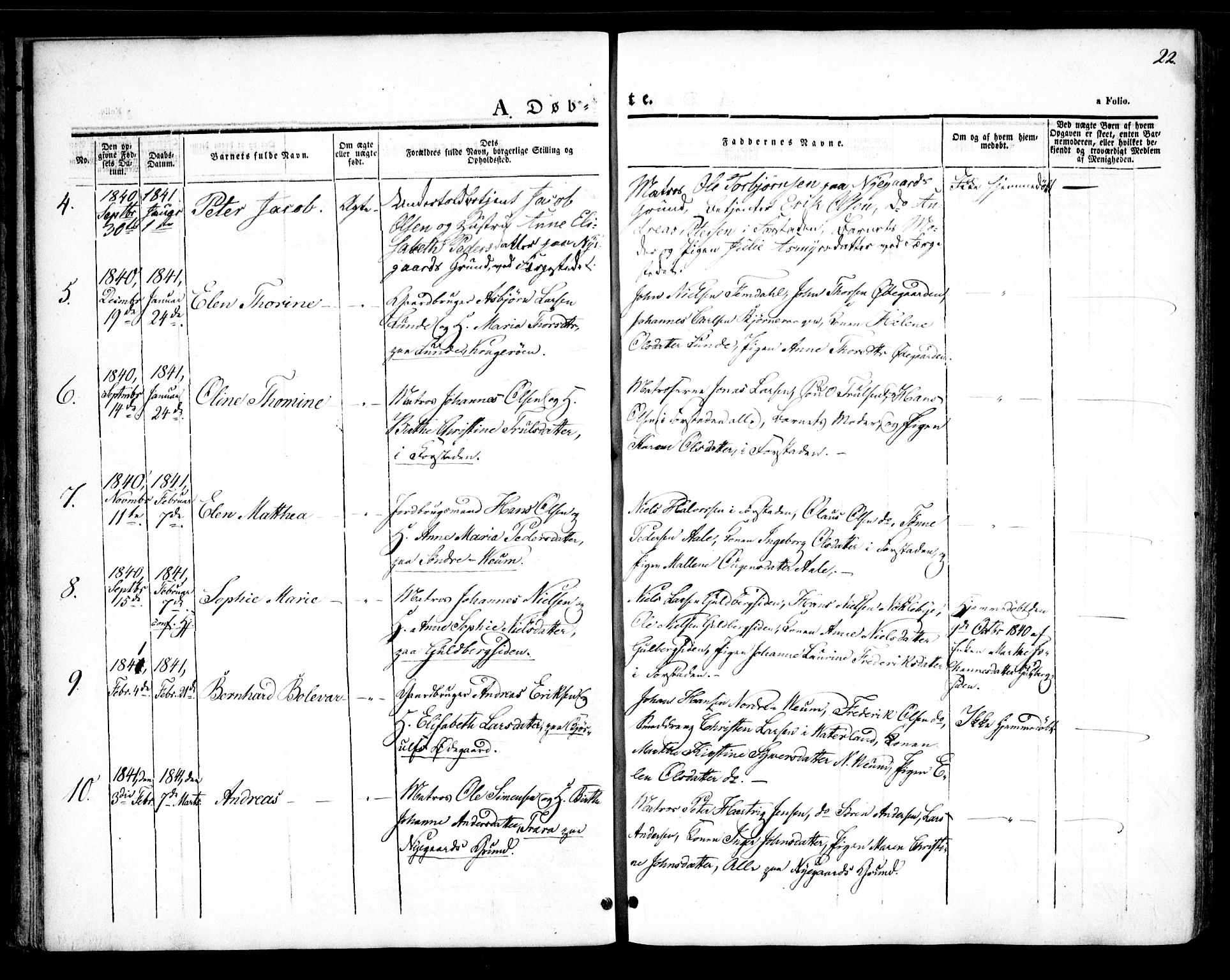 Glemmen prestekontor Kirkebøker, AV/SAO-A-10908/F/Fa/L0005: Ministerialbok nr. 5, 1838-1852, s. 22