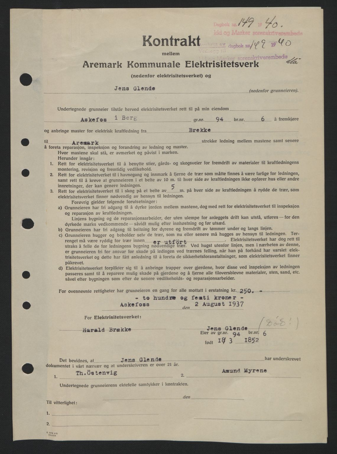 Idd og Marker sorenskriveri, AV/SAO-A-10283/G/Gb/Gbb/L0004: Pantebok nr. A4, 1940-1941, Dagboknr: 149/1940