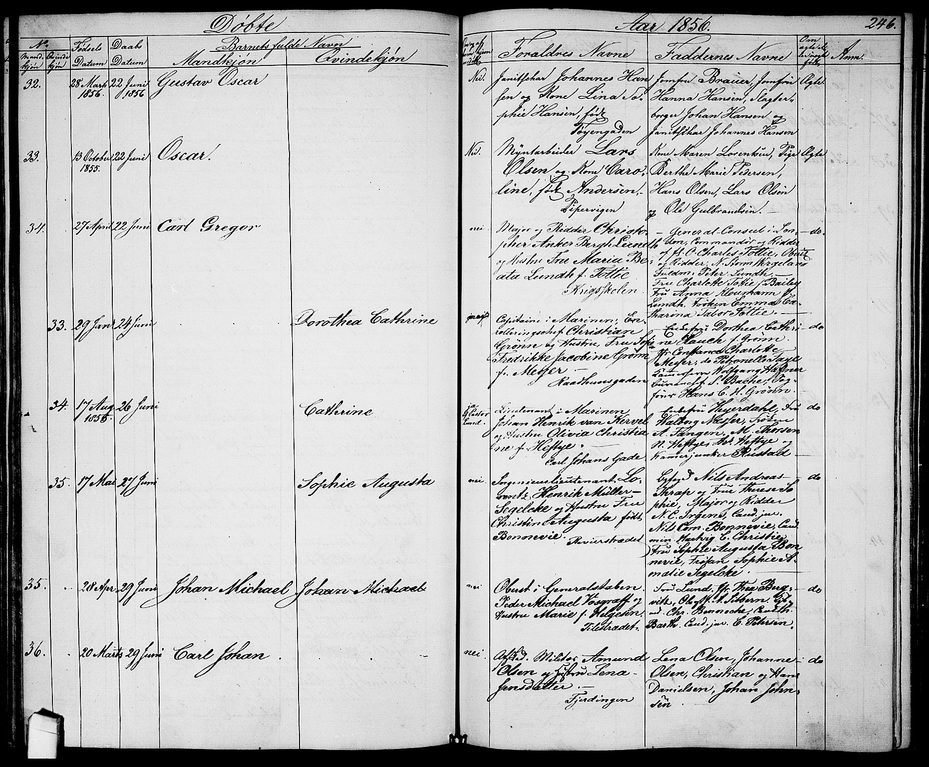 Garnisonsmenigheten Kirkebøker, SAO/A-10846/G/Ga/L0005: Klokkerbok nr. 5, 1841-1860, s. 246
