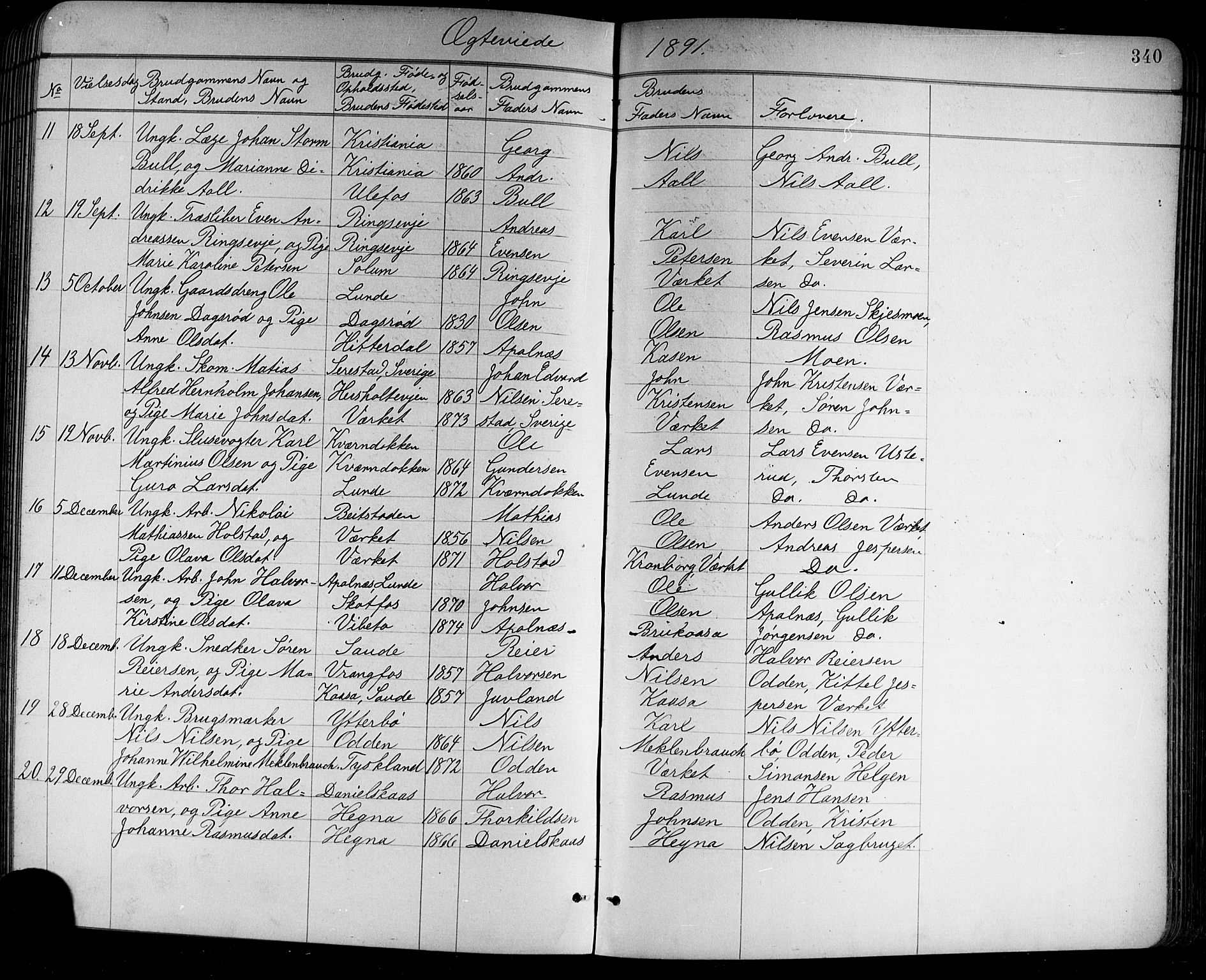Holla kirkebøker, AV/SAKO-A-272/G/Ga/L0005: Klokkerbok nr. I 5, 1891-1917, s. 340