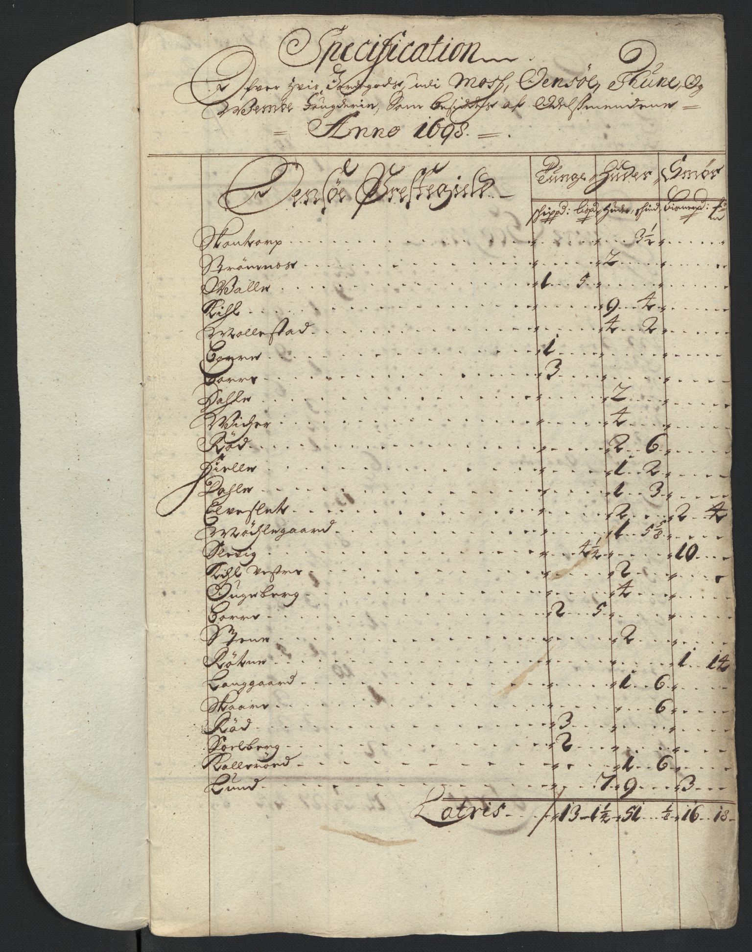 Rentekammeret inntil 1814, Reviderte regnskaper, Fogderegnskap, RA/EA-4092/R04/L0127: Fogderegnskap Moss, Onsøy, Tune, Veme og Åbygge, 1698, s. 26
