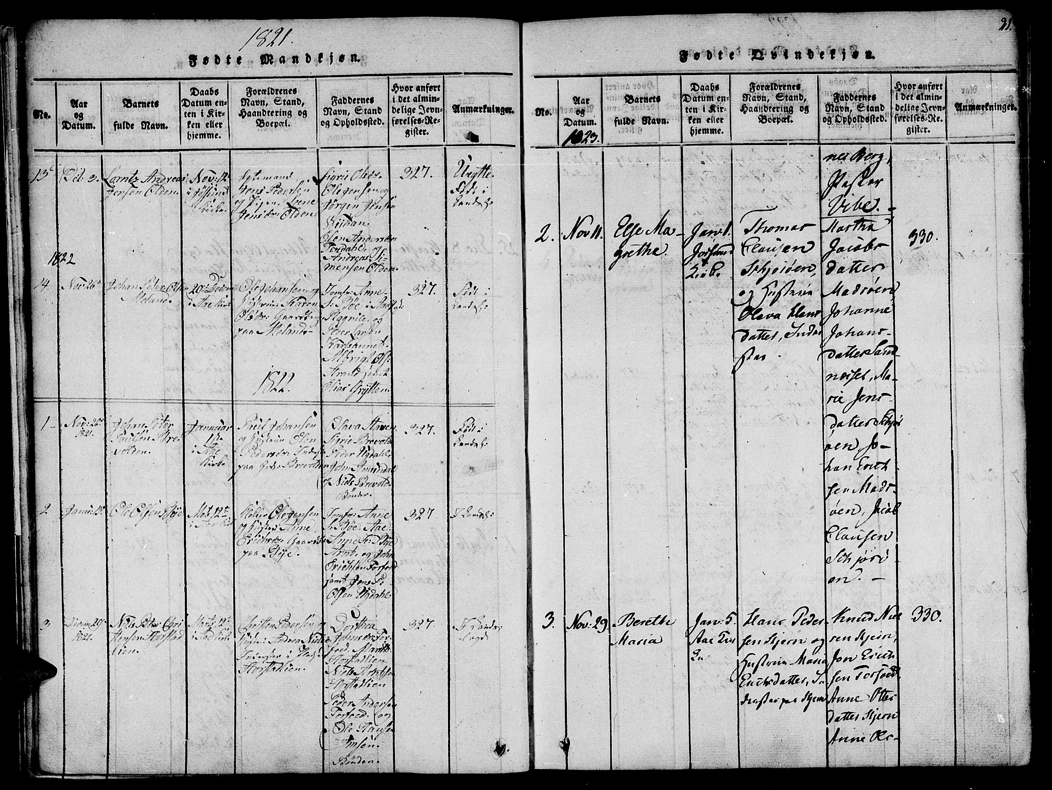 Ministerialprotokoller, klokkerbøker og fødselsregistre - Sør-Trøndelag, SAT/A-1456/655/L0675: Ministerialbok nr. 655A04, 1818-1830, s. 21