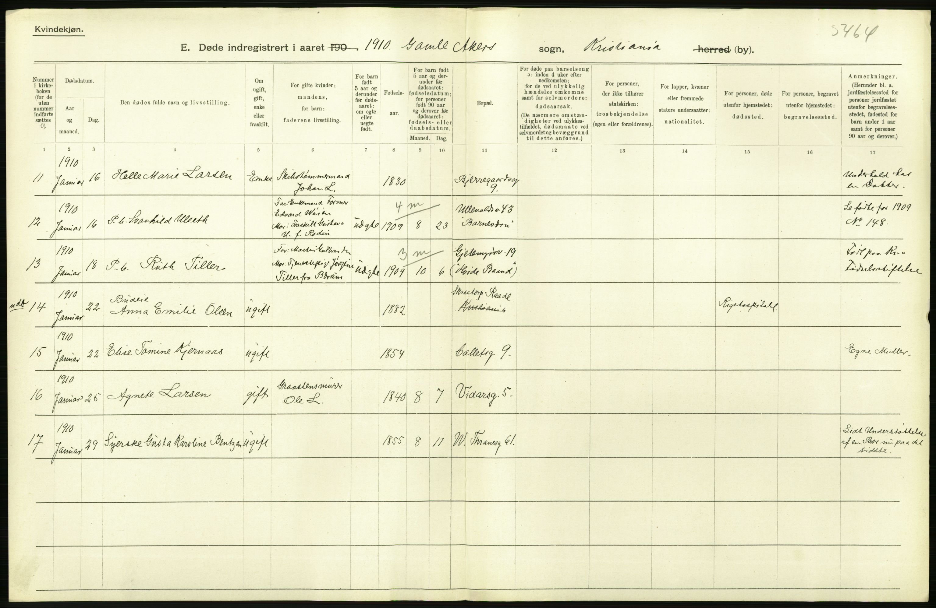 Statistisk sentralbyrå, Sosiodemografiske emner, Befolkning, RA/S-2228/D/Df/Dfa/Dfah/L0008: Kristiania: Døde, 1910, s. 294