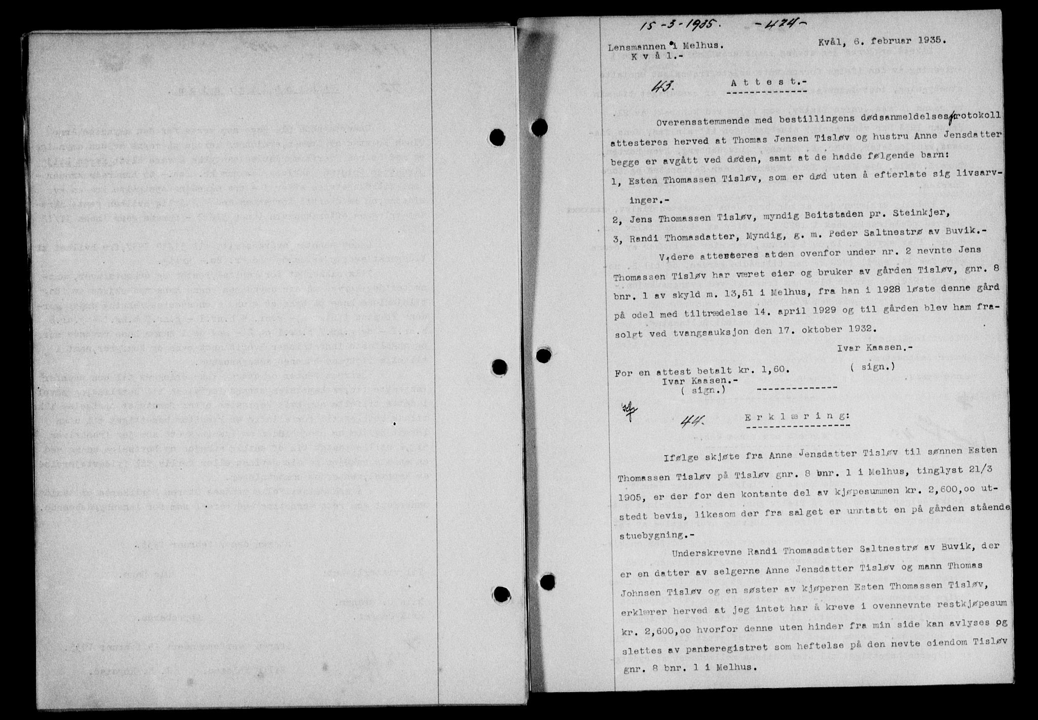 Gauldal sorenskriveri, SAT/A-0014/1/2/2C/L0044: Pantebok nr. 46-47, 1934-1935, Tingl.dato: 15.03.1935