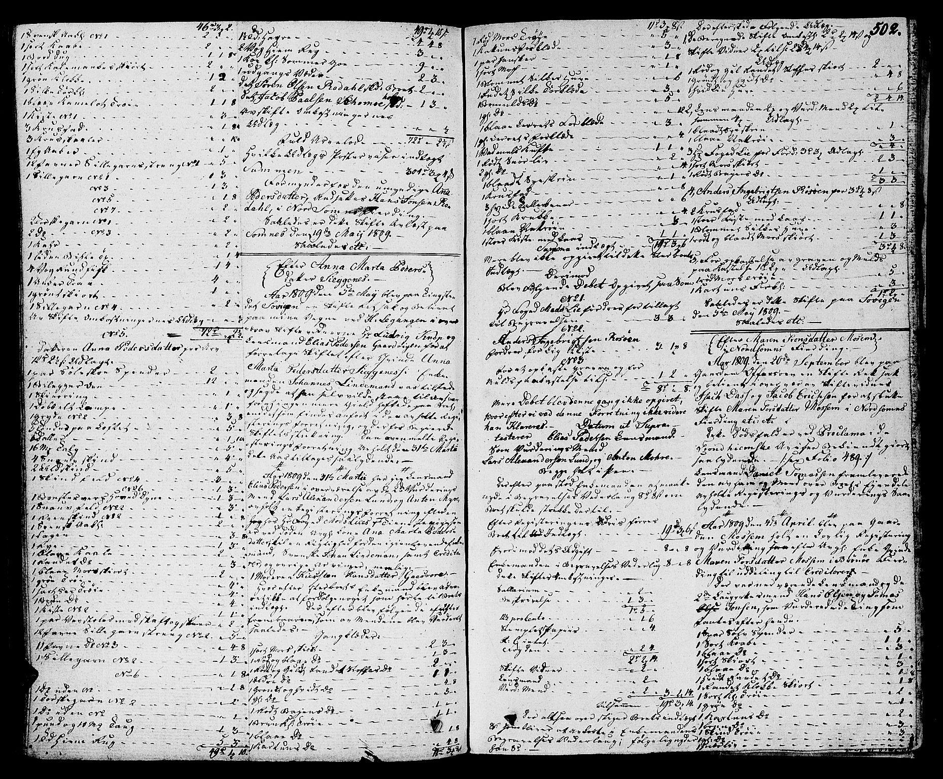 Helgeland sorenskriveri, AV/SAT-A-0004/3/3A/L0081: Skifteprotokoll 26, 1806-1809, s. 501b-502a