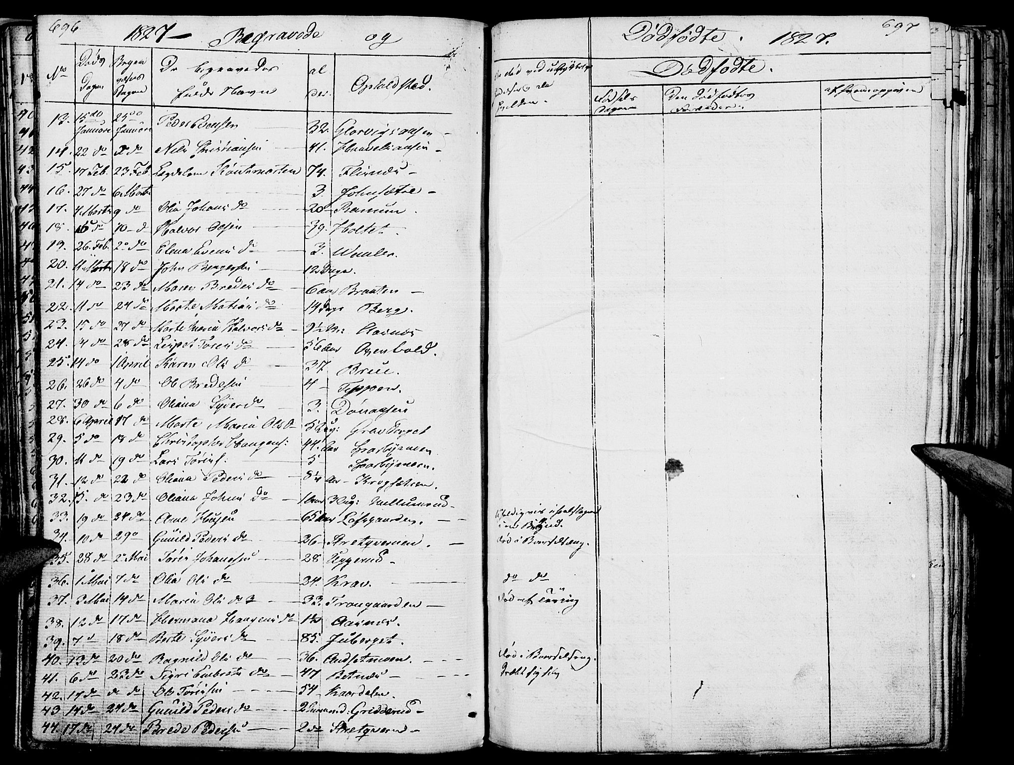 Hof prestekontor, AV/SAH-PREST-038/H/Ha/Haa/L0006: Ministerialbok nr. 6, 1822-1841, s. 696-697