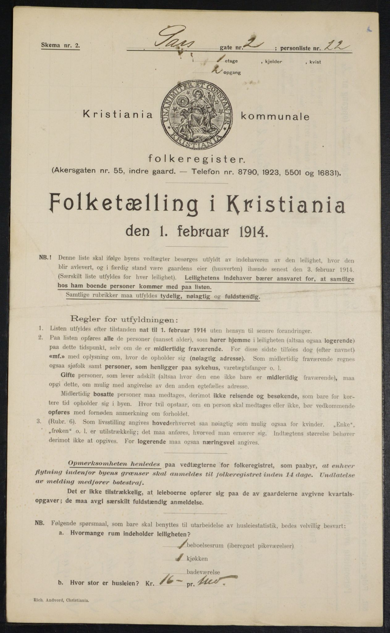OBA, Kommunal folketelling 1.2.1914 for Kristiania, 1914, s. 89092