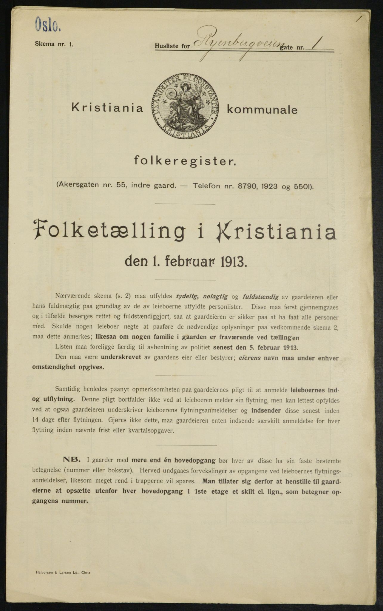 OBA, Kommunal folketelling 1.2.1913 for Kristiania, 1913, s. 85606