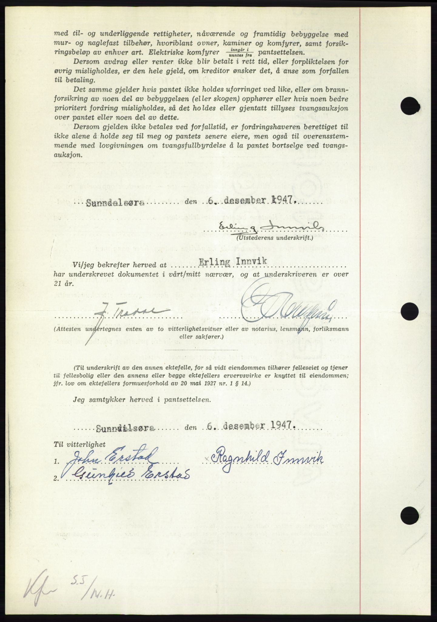 Nordmøre sorenskriveri, AV/SAT-A-4132/1/2/2Ca: Pantebok nr. B97, 1947-1948, Dagboknr: 3113/1947