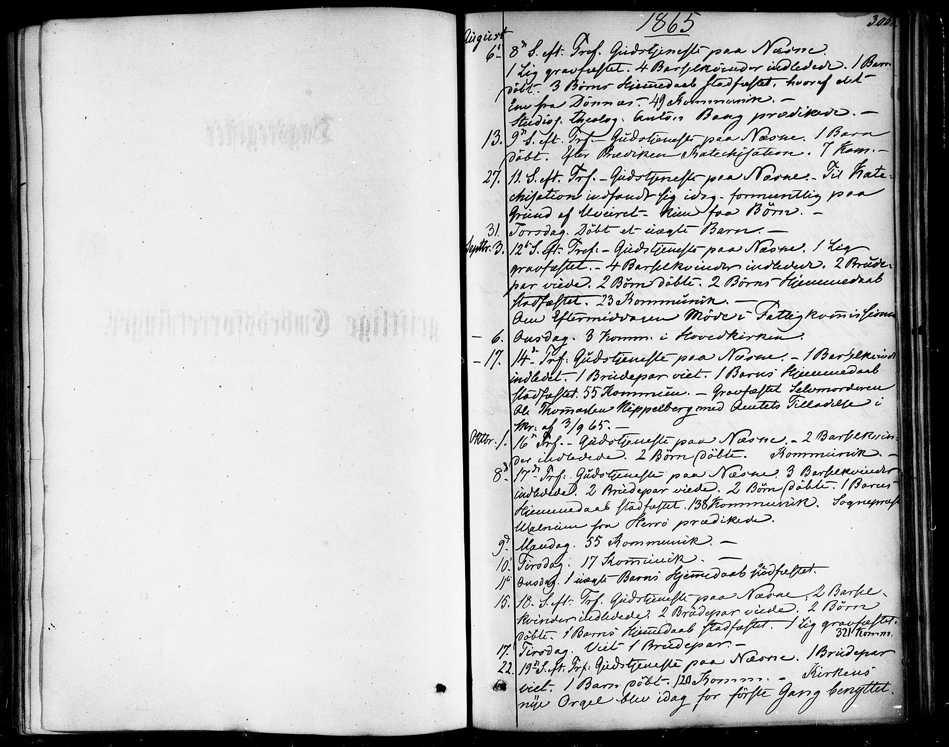 Ministerialprotokoller, klokkerbøker og fødselsregistre - Nordland, SAT/A-1459/838/L0551: Ministerialbok nr. 838A09, 1864-1880, s. 305