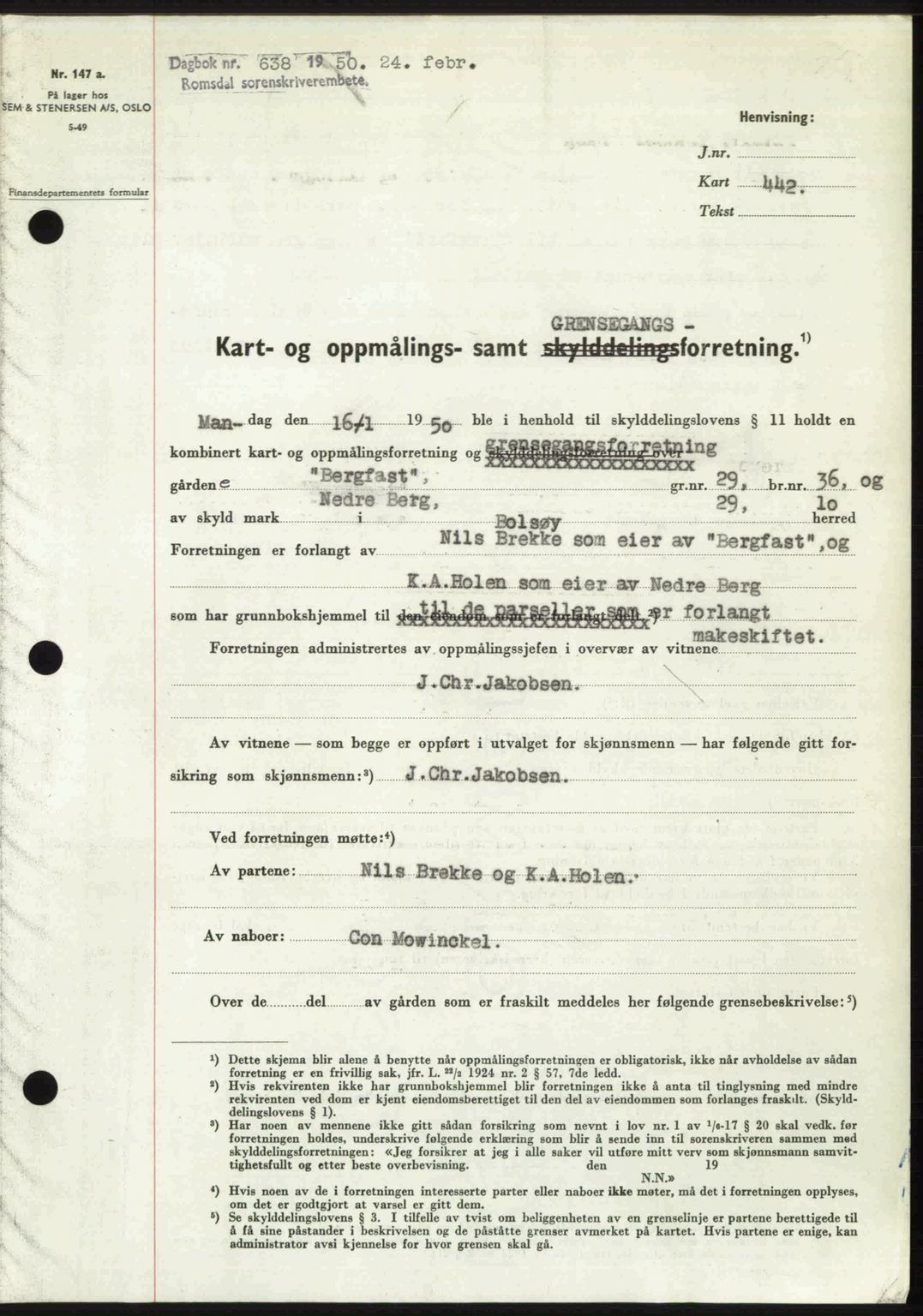 Romsdal sorenskriveri, SAT/A-4149/1/2/2C: Pantebok nr. A32, 1950-1950, Dagboknr: 638/1950